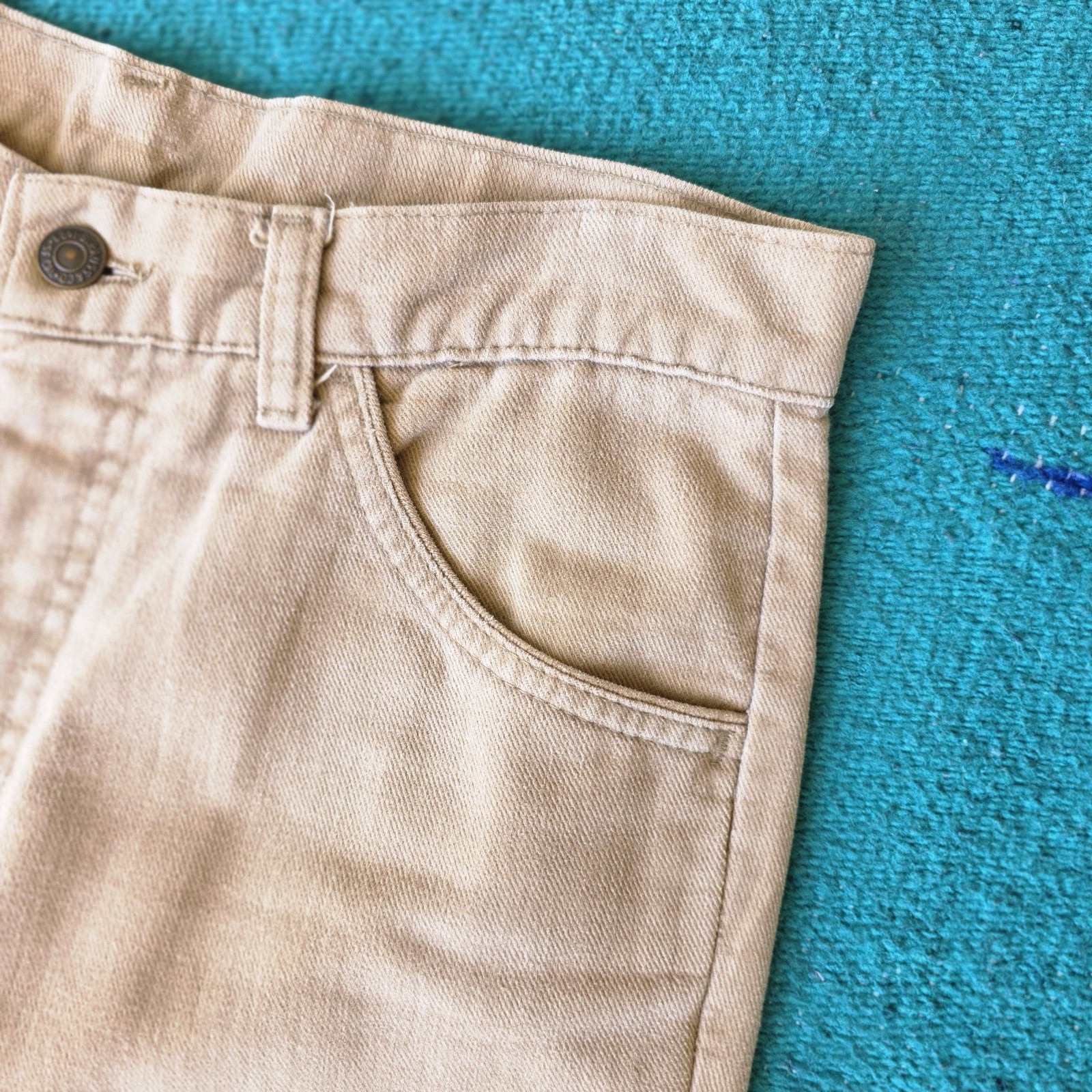 Vtg 70s Levi’s Flare Bell Bottom Beige Jeans Pants TAG Size 31 X 30 (29×26.5)