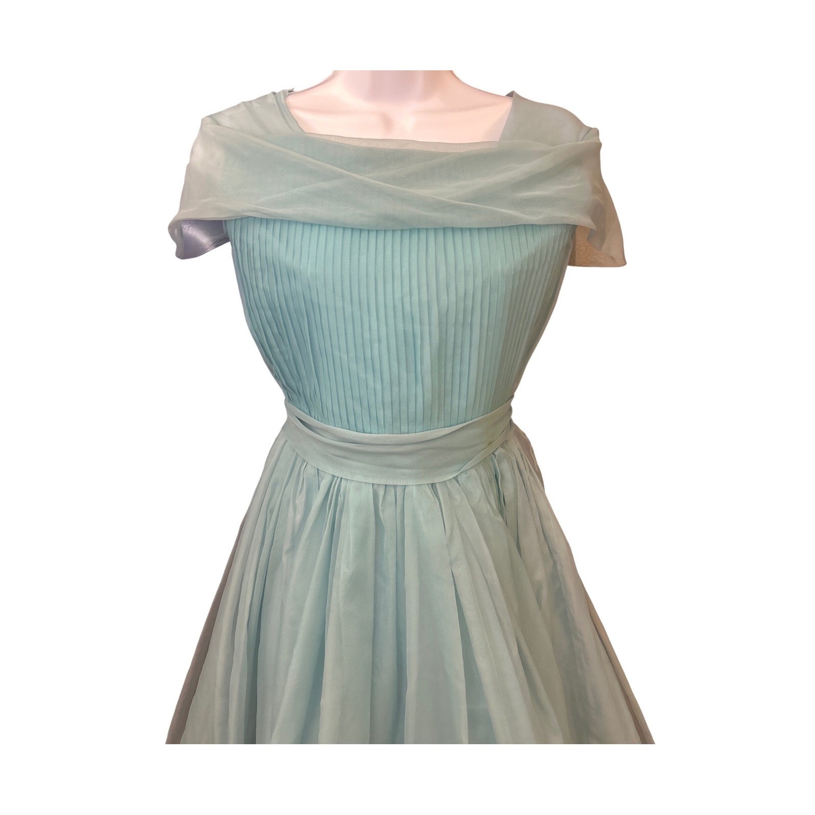 1950s Unbranded Chiffon Party Dress Mid-Century Retro Rockabilly Prom