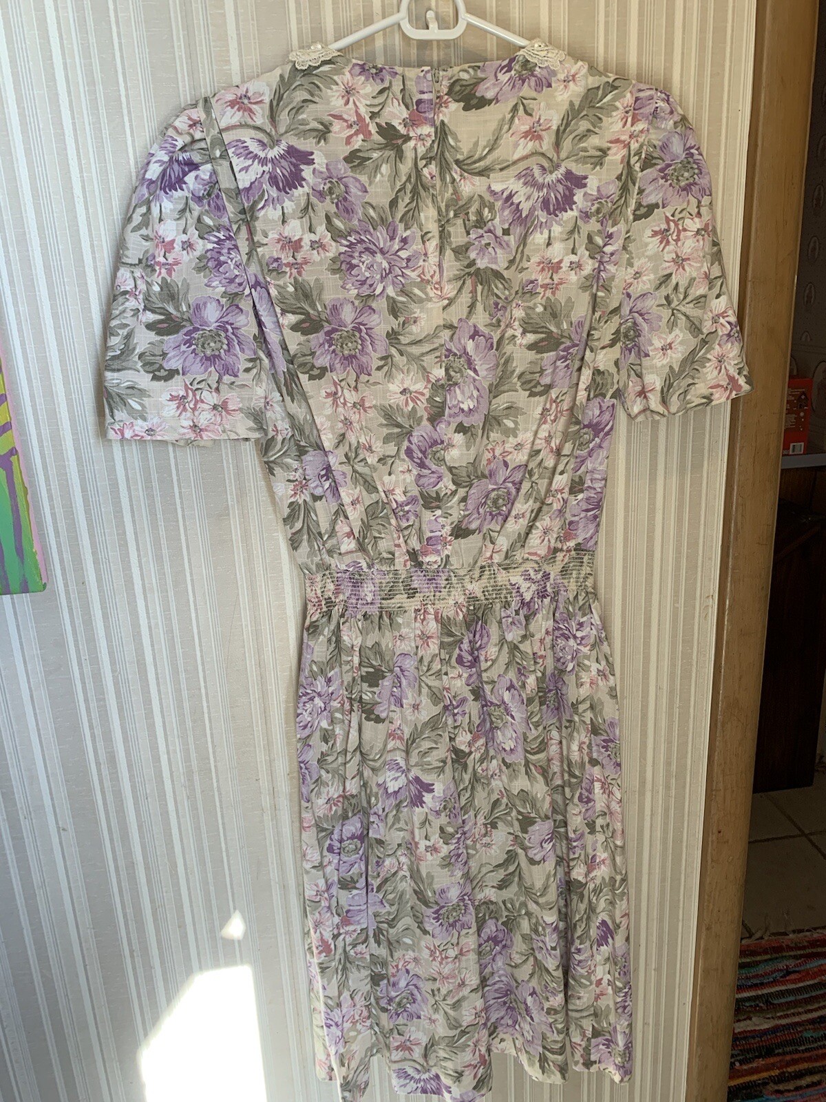 Vintage Stuart Alan Floral Lace Collared Dress USA Cottagecore 90s 80s A2