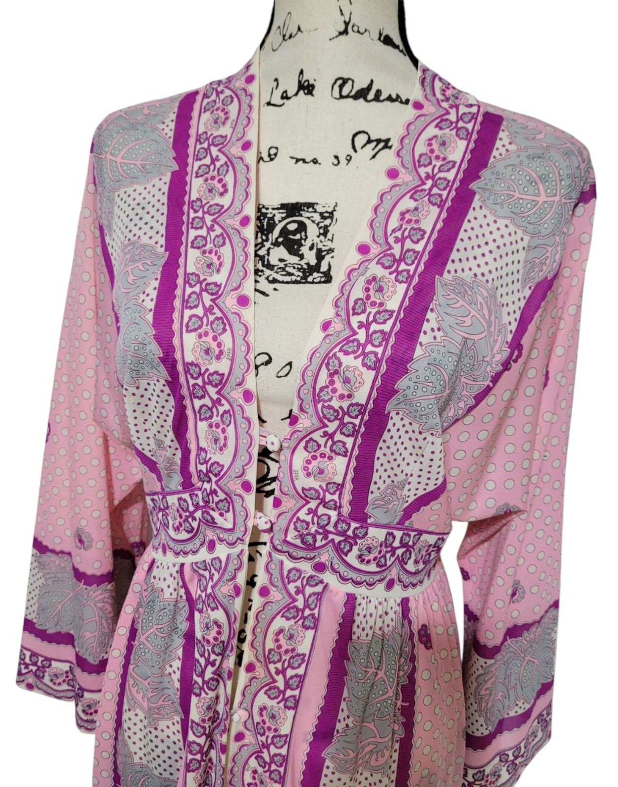 Vintage Emilio Pucci Formfit Rogers Pink Sheer Long Robe M Medium 14-16