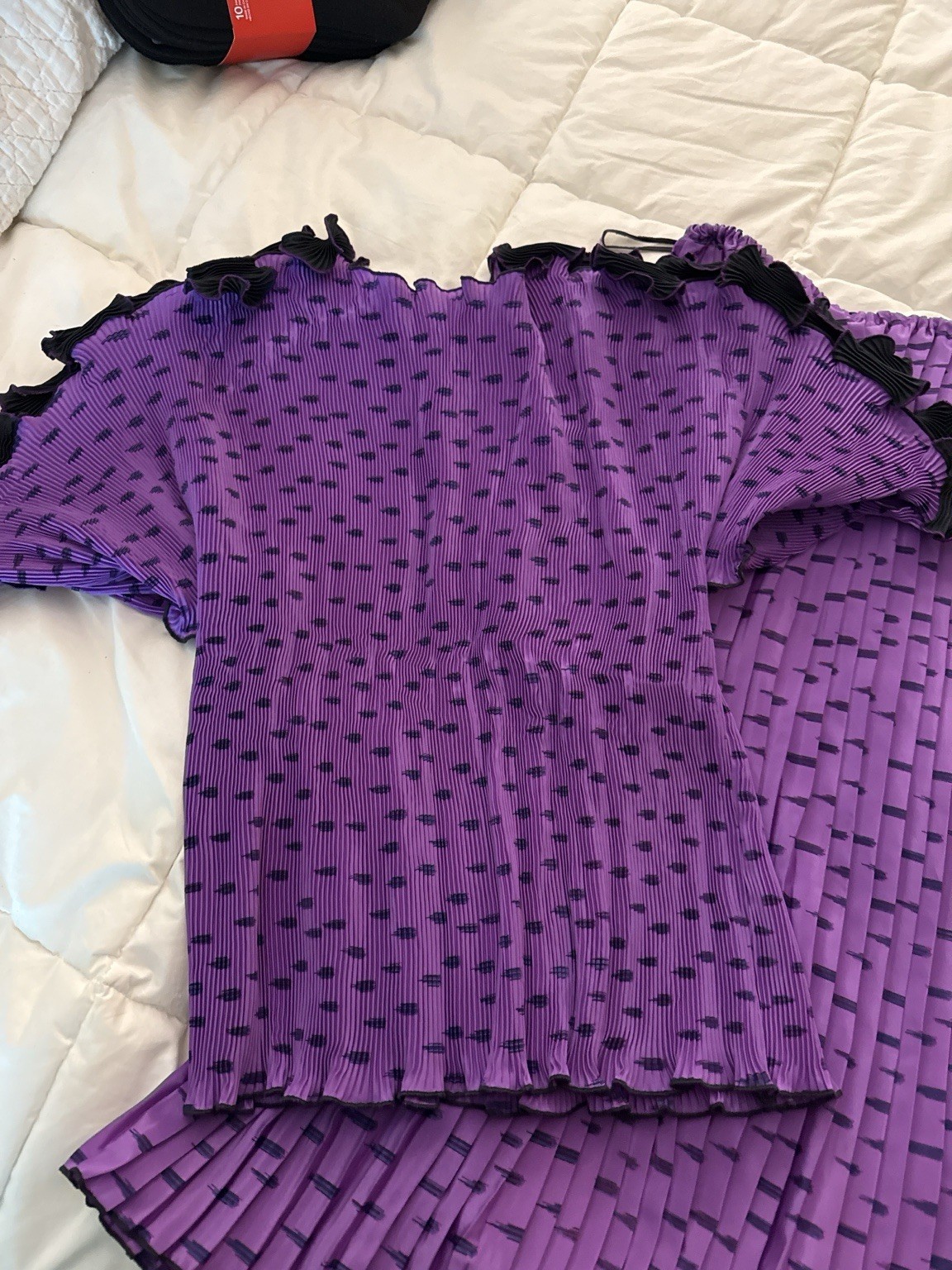 Vintage Ellen Hauptli Purple Pleated 2 Piece Skirt Set Avant Garde Artsy Outfit