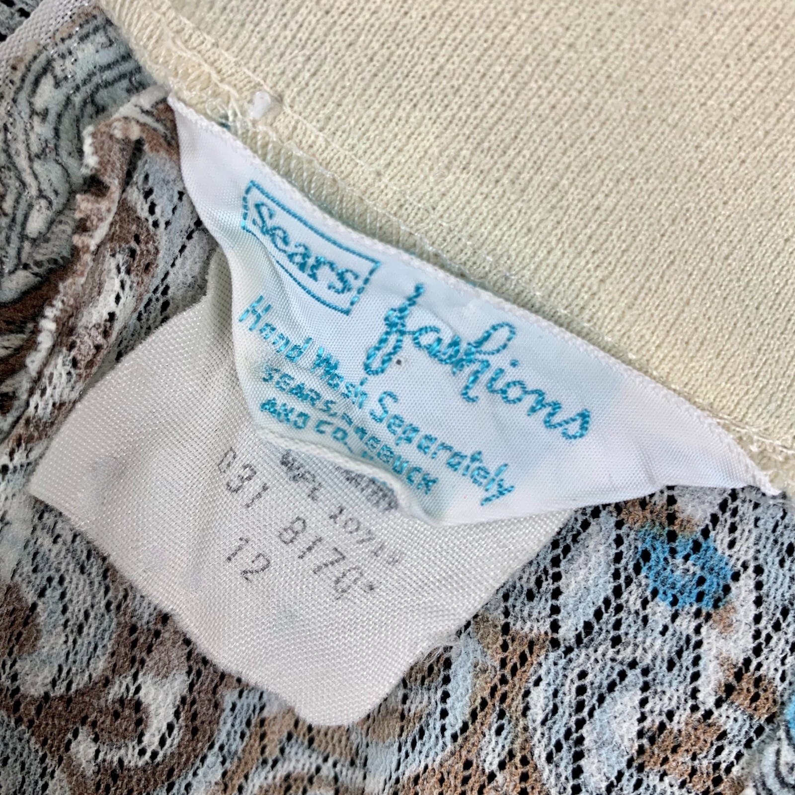 Sears 1970s Poly Double Knit Maxi Dress S Blue Lace Gathered Skirt Excellent