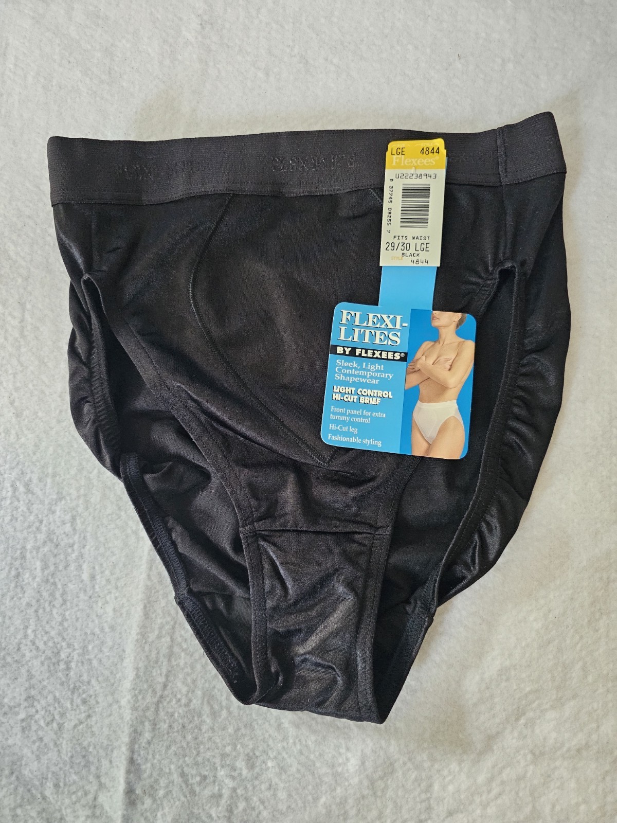 Flexees Flexi Lites Light Control Hi Cut Brief Black Large Style 4844 NWT