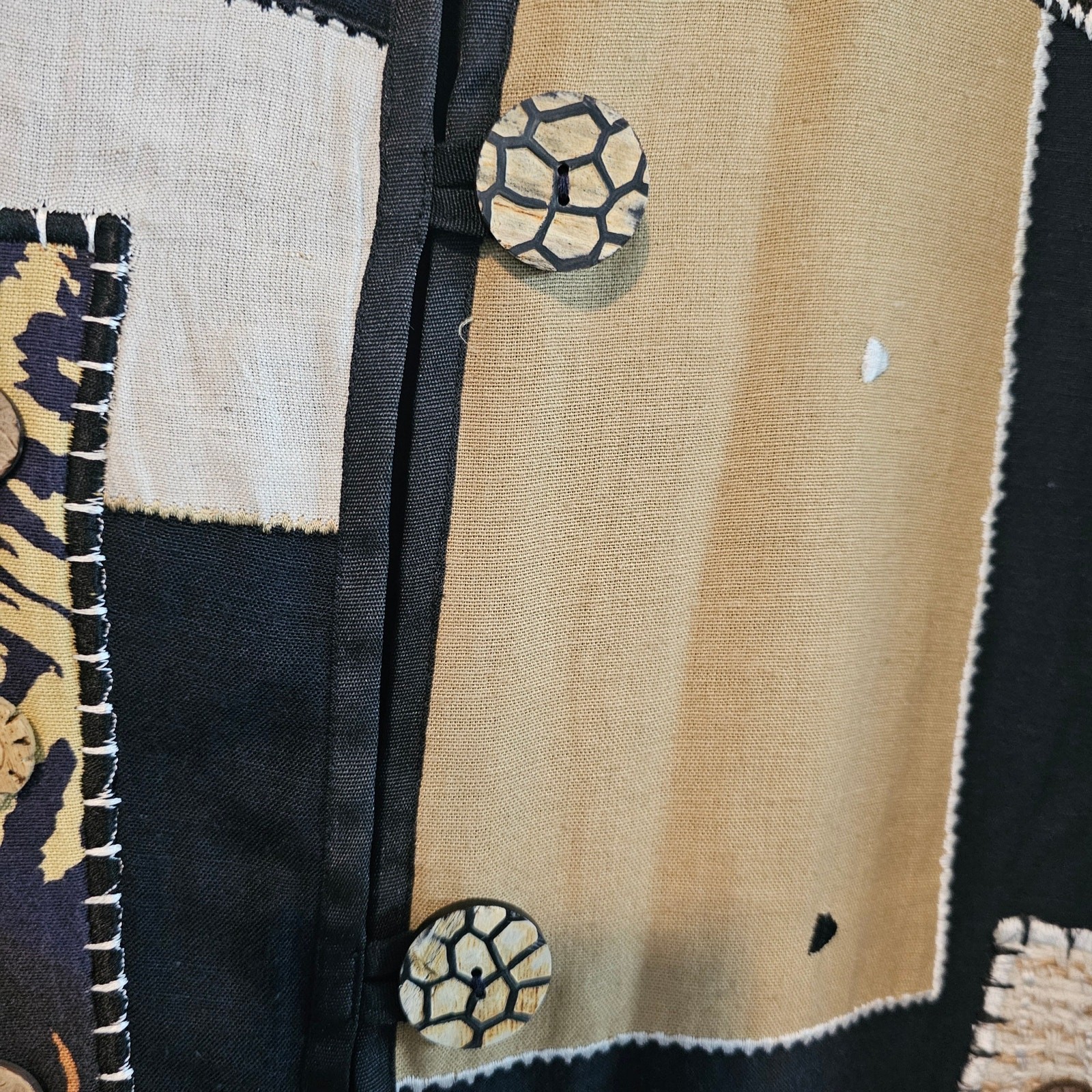 Vintage Allure Blazer Womens Size 2X Black 3D Animal Print 90s Art To Wear Boho