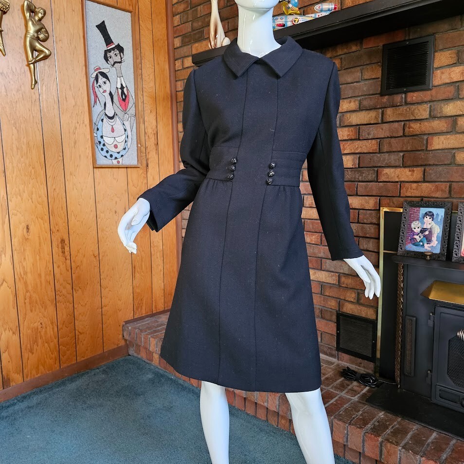 Vtg 60s Mod Space Age Formal Cocktail Mini Structured Coat Youthquake Dress M/L