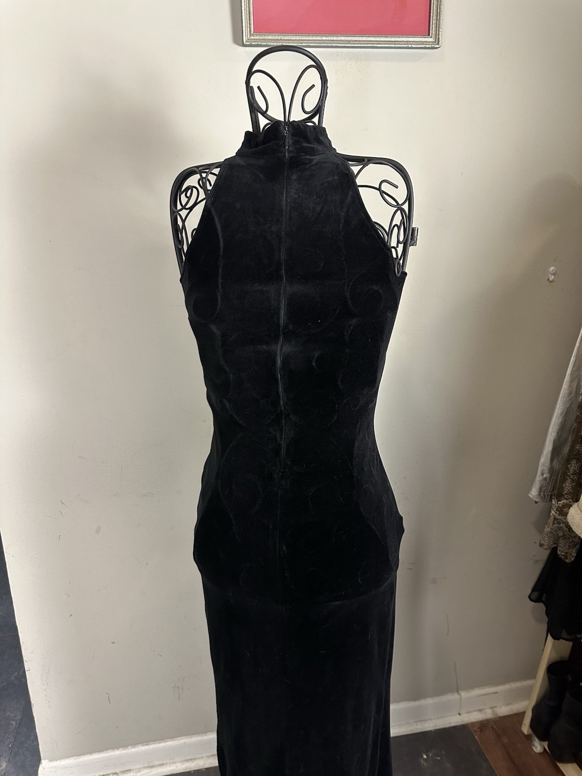 Scott McClintock Black Velvet Dress Petite VTG Gothic USA Hollywood 90s Corset S