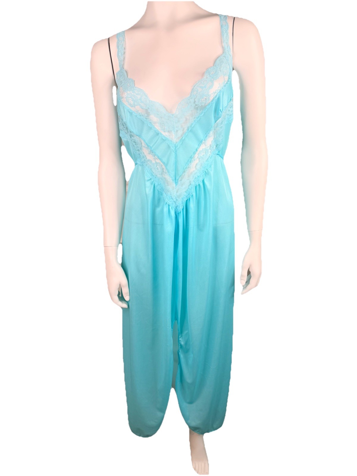 Vintage Jill Andrea Of New York blue Large Nylon Vintage Nightgown Lingerie USA