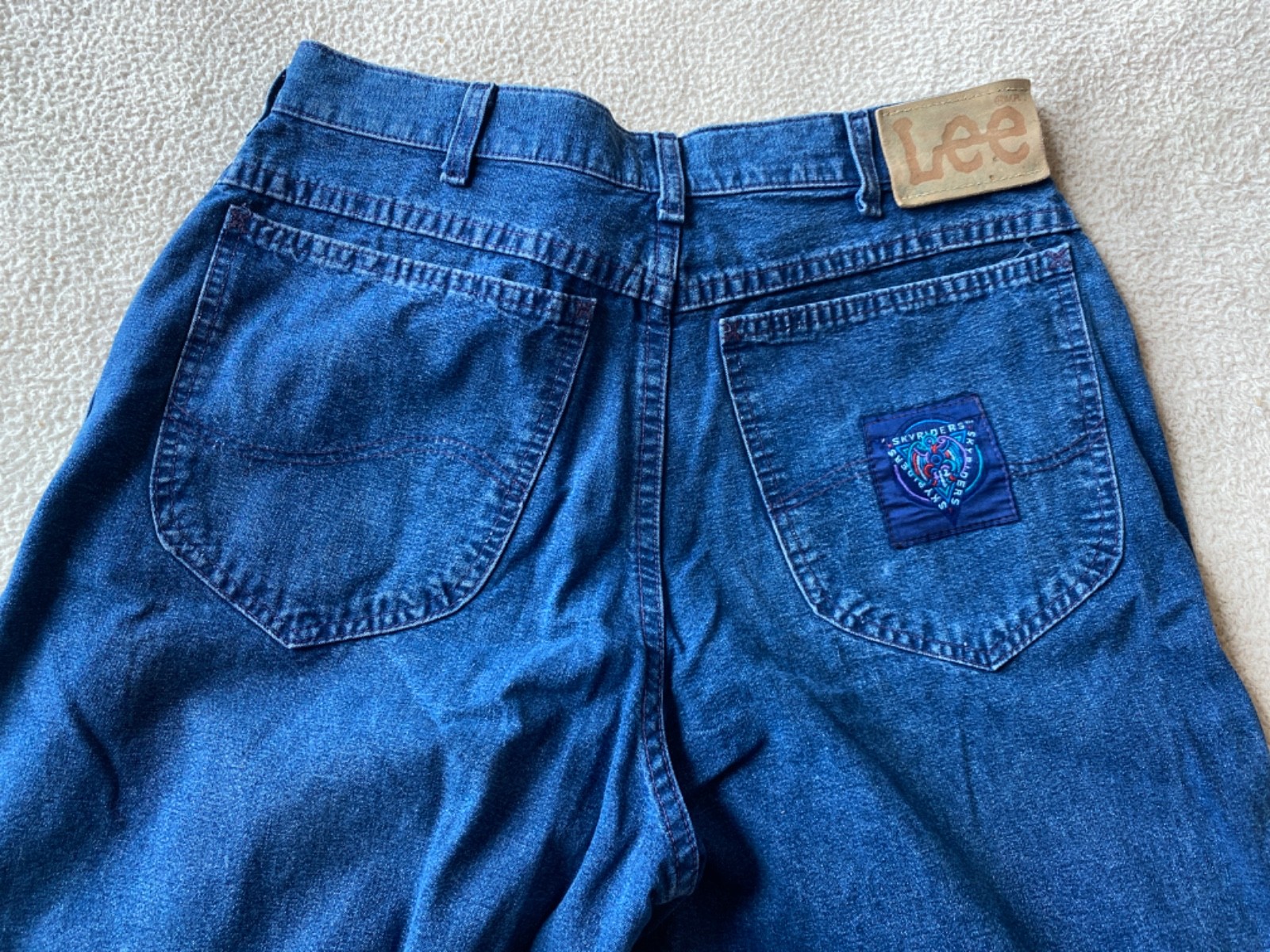 VTG Lee Skyriders Jeans High Waist Baggy Size 33 MED Wash Measurements Listed