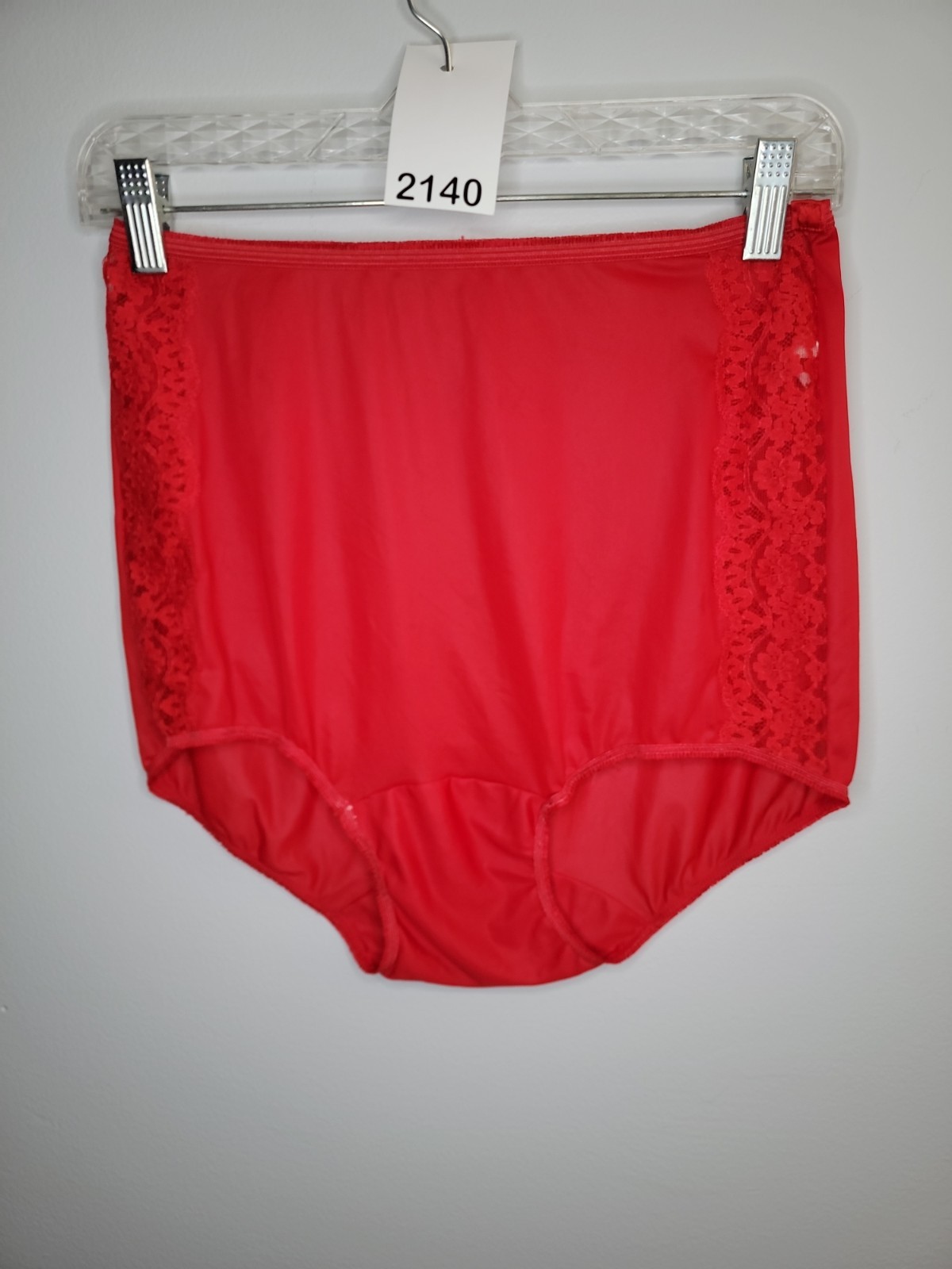 Vintage Vassarette Tricot Nylon Pillowtab Red Panties Lace Detail Size 5
