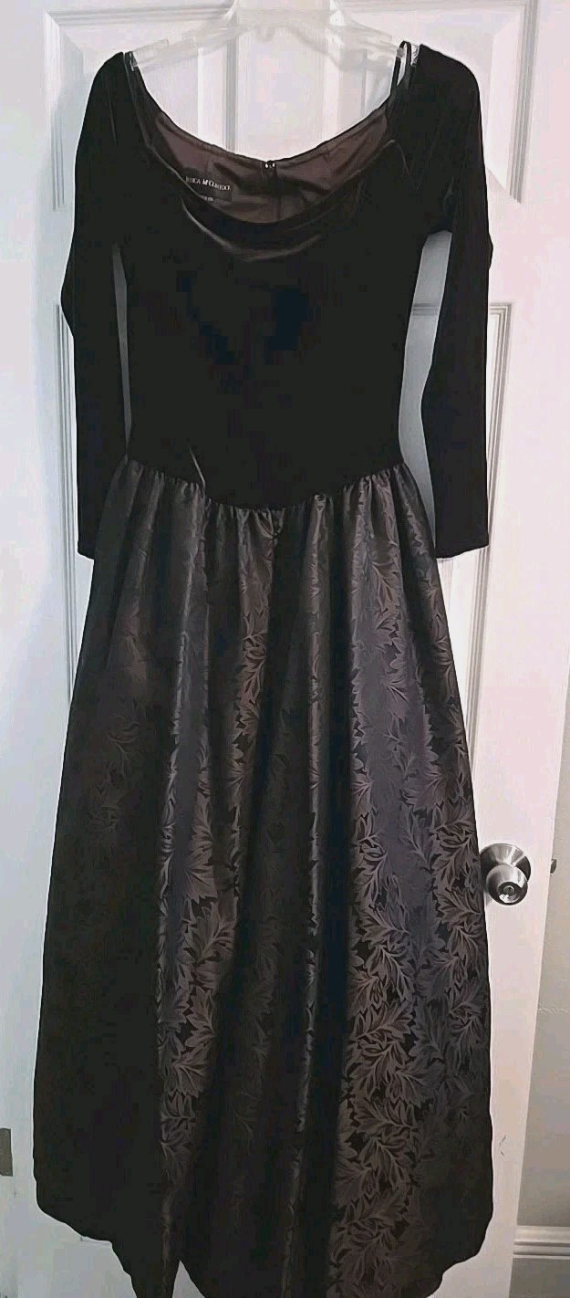 Vintage Jessica McClintock Brown/Copper Velvet/Taffeta Ballgown USA Made Size 10