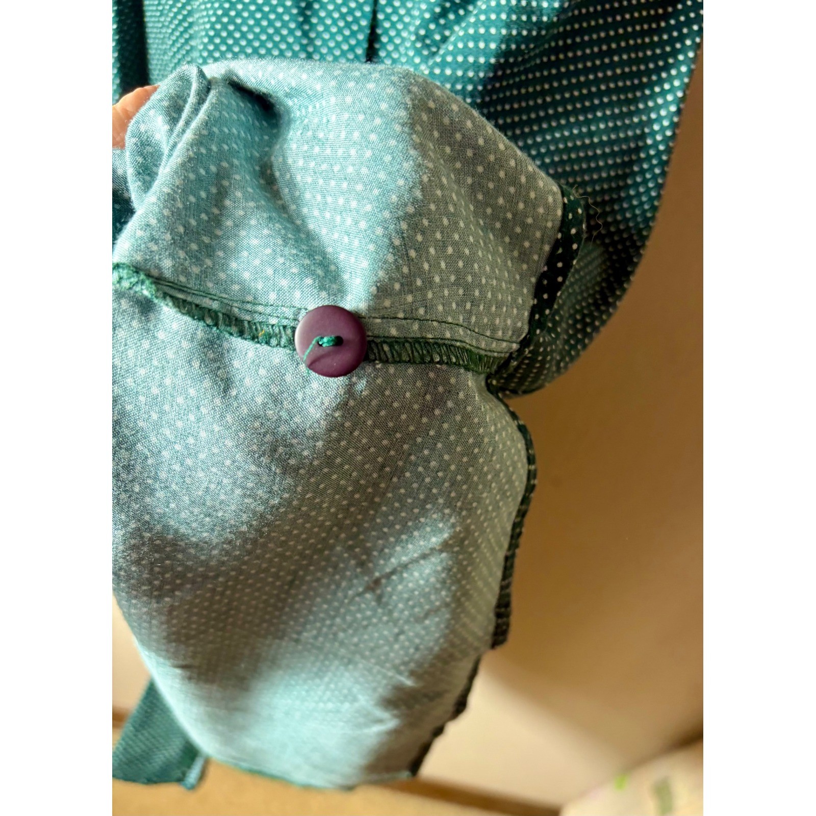 Vintage Rampage Teal Polka Dot Button Front Midi Dress Corsett Back 90s Size 3