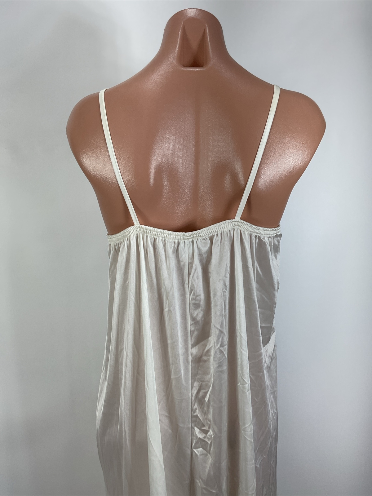 VINTAGE INNER MOST BY SEARS White Abstract LONG GOWN Nightgown Slip Dress M USA