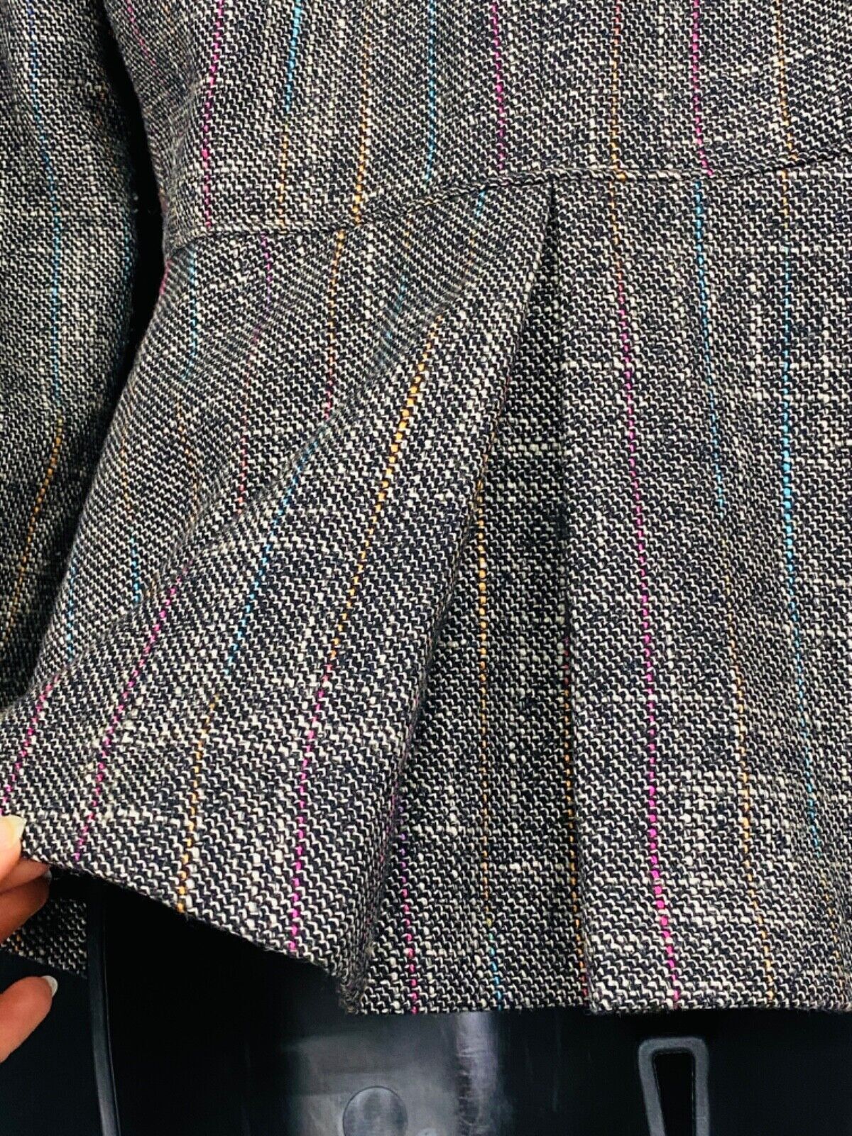 Vintage 1980s gray jacket, Victorian style wool rainbow blazer tailored S
