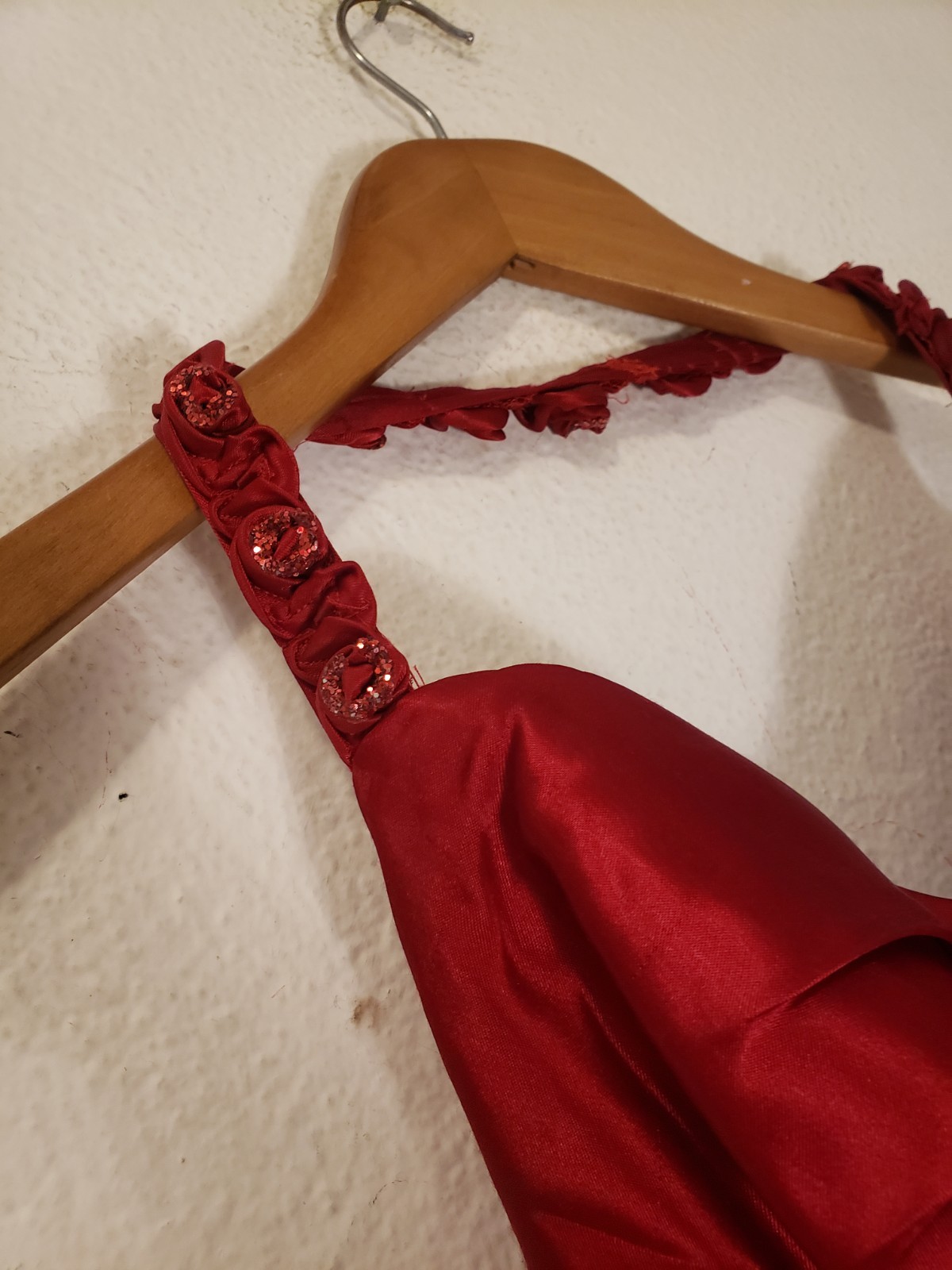 Vtg 90s Y2k S Red Satin 30s 40s Glam Maxi Halter Gown Dress Prom Hollywood