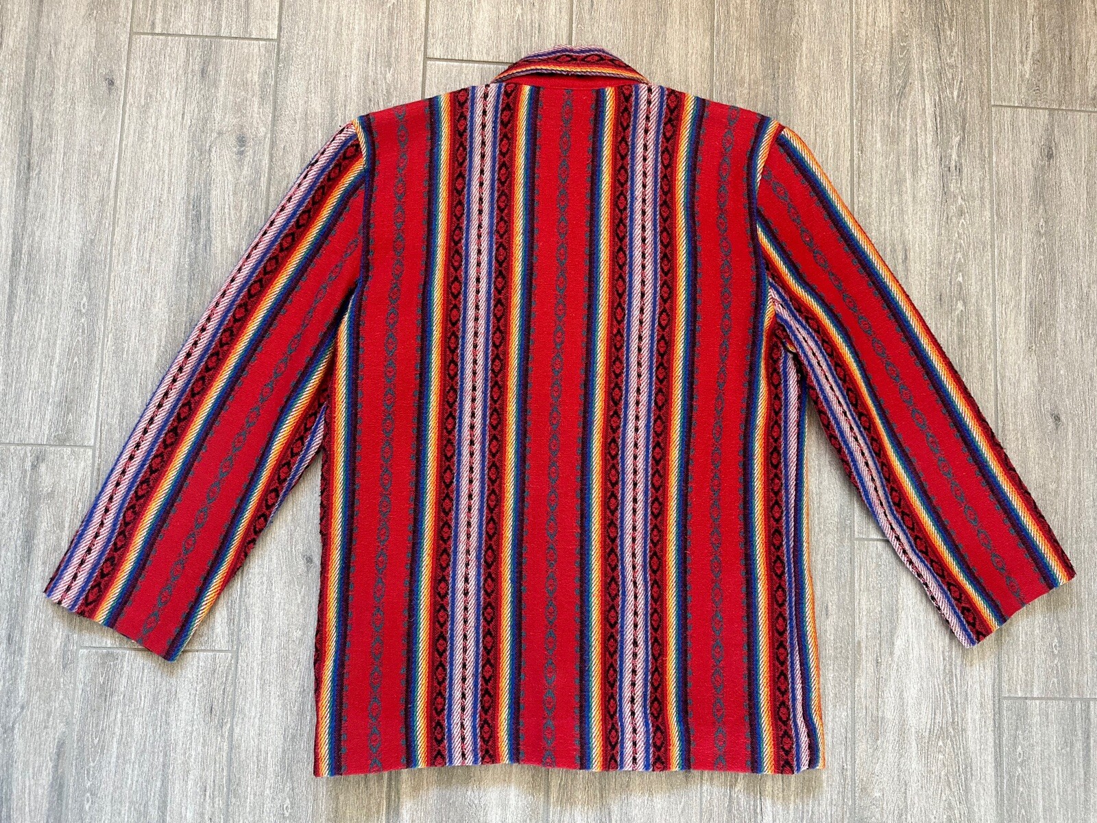 VTG CALIFORNIA CONCEPTS RAINBOW STRIPE AZTEC SOUTHWESTERN BLAZER JACKET SIZE S