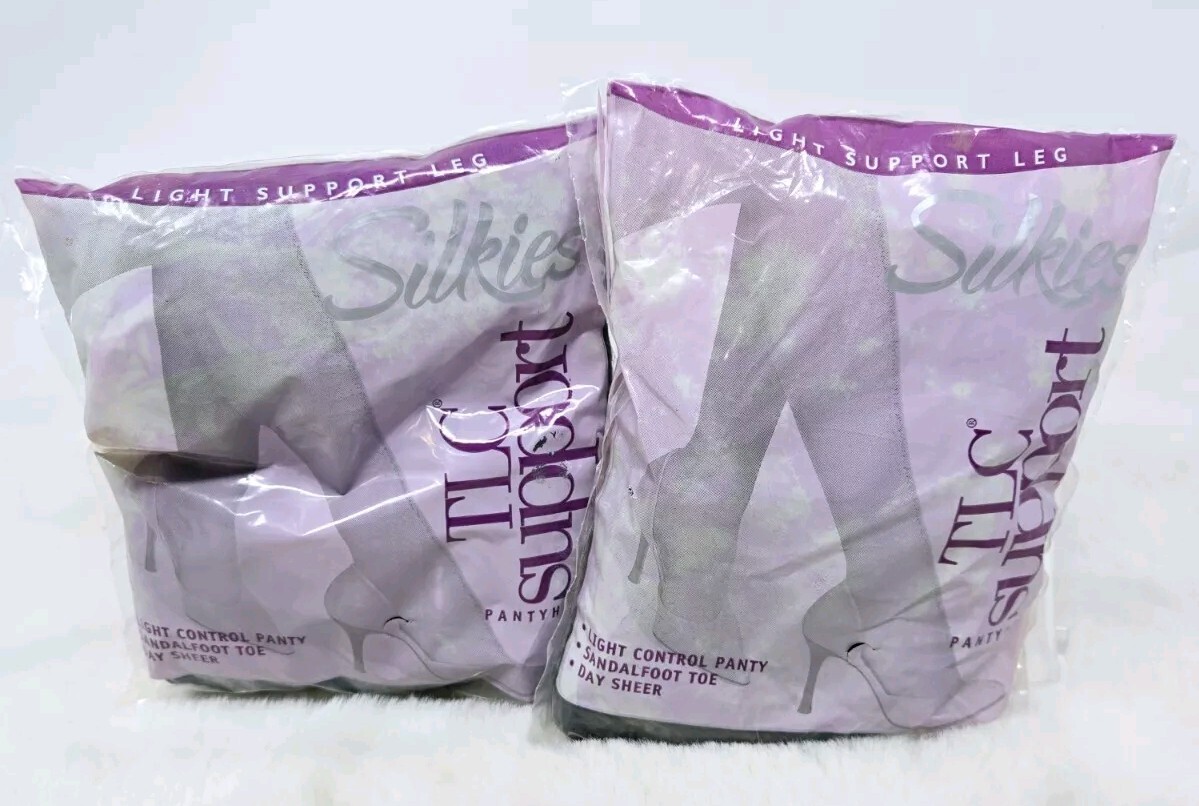 Silkies Light Control Large Jet Black Sandal foot Panty Hose2003 Lot VINTAGE