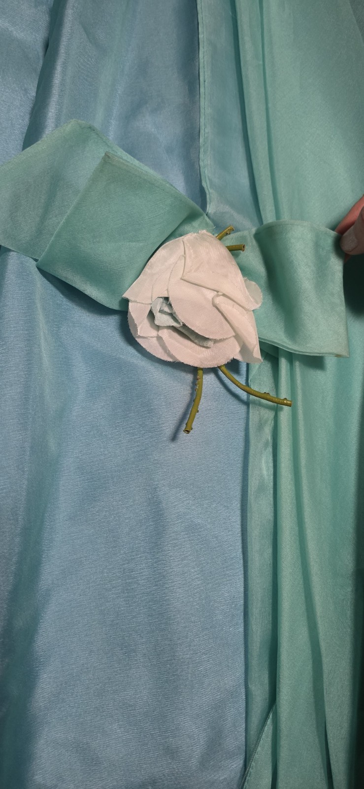 Vintage 1950s Strapless Teal Aqua Blue Green Prom Dress