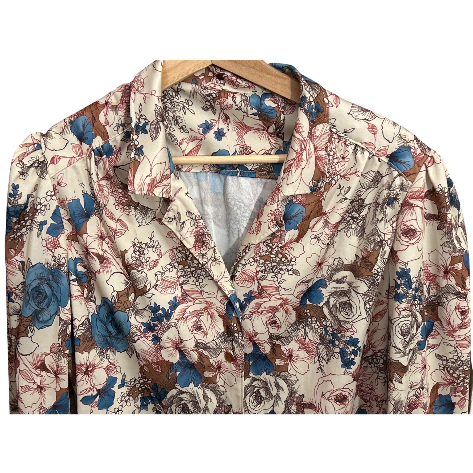 Vintage Unbranded Floral Blouse Cottagecore Grandmacore Romantic Button Up Top