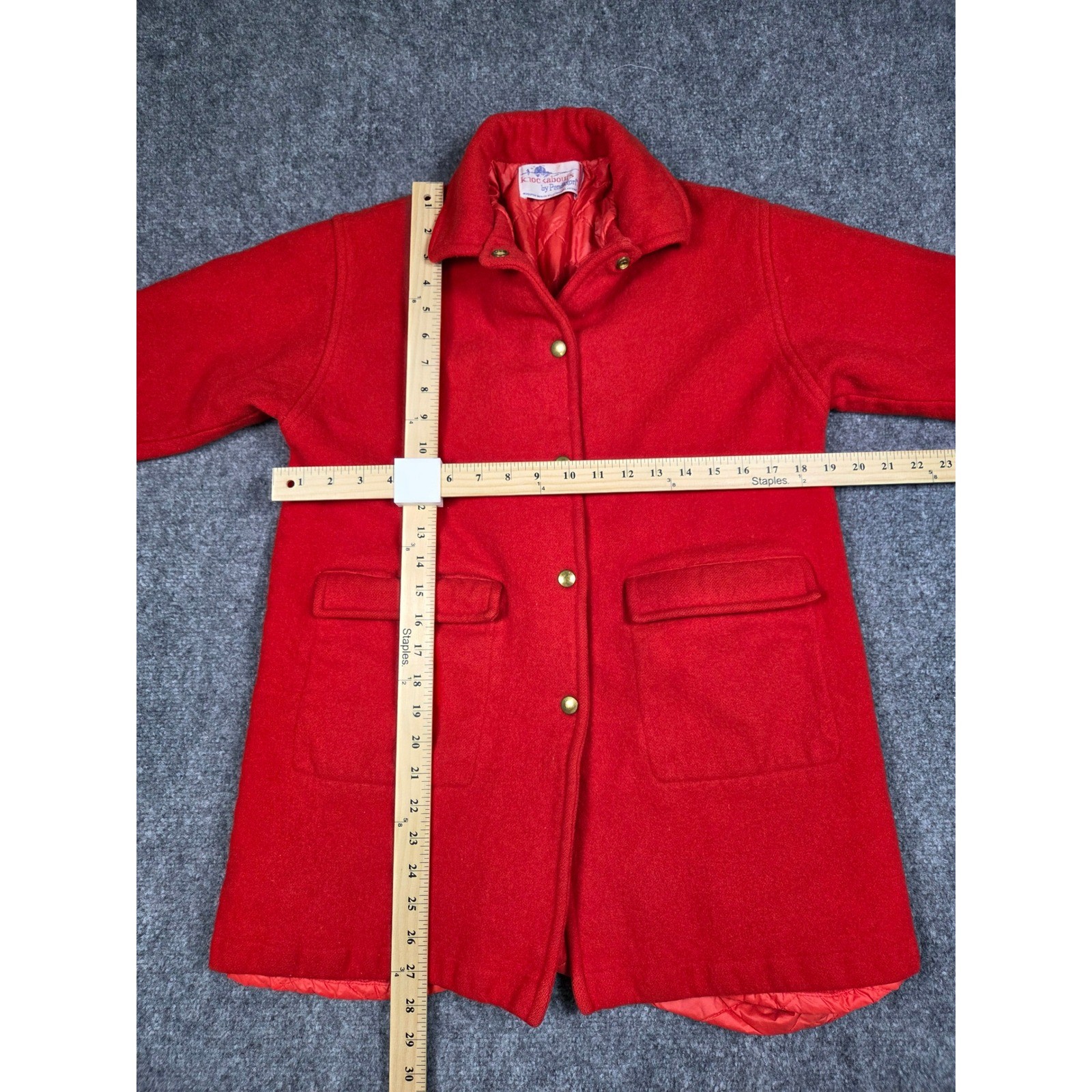 Pendleton Knockabouts Wool Coat Womens M Red Quilted Lining Vintage Button Front