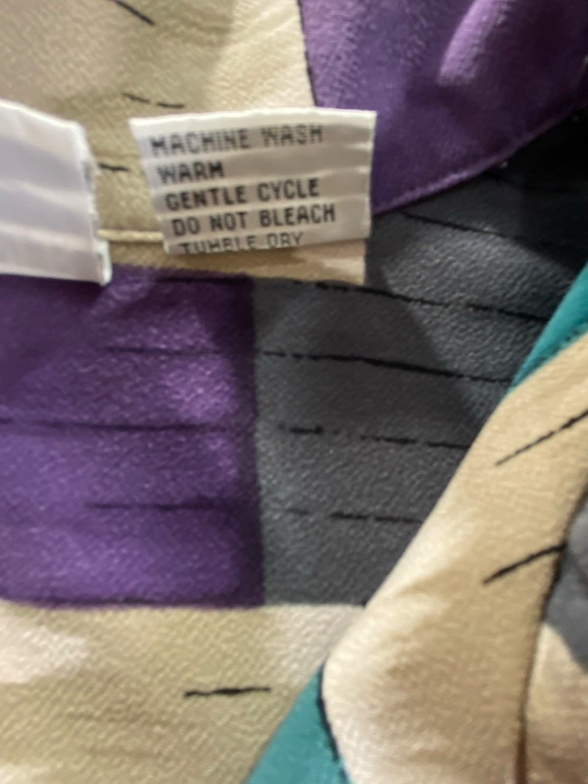 Alfred Dunner Women 18W Geometric Button Up Blouse Purple Teal Beige