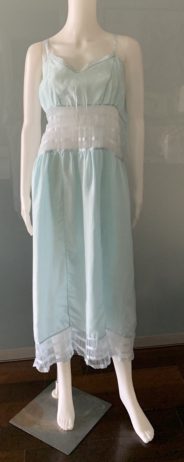Vintage 50s Pale Blue Slip Nightgown Plus Size Made In Italy