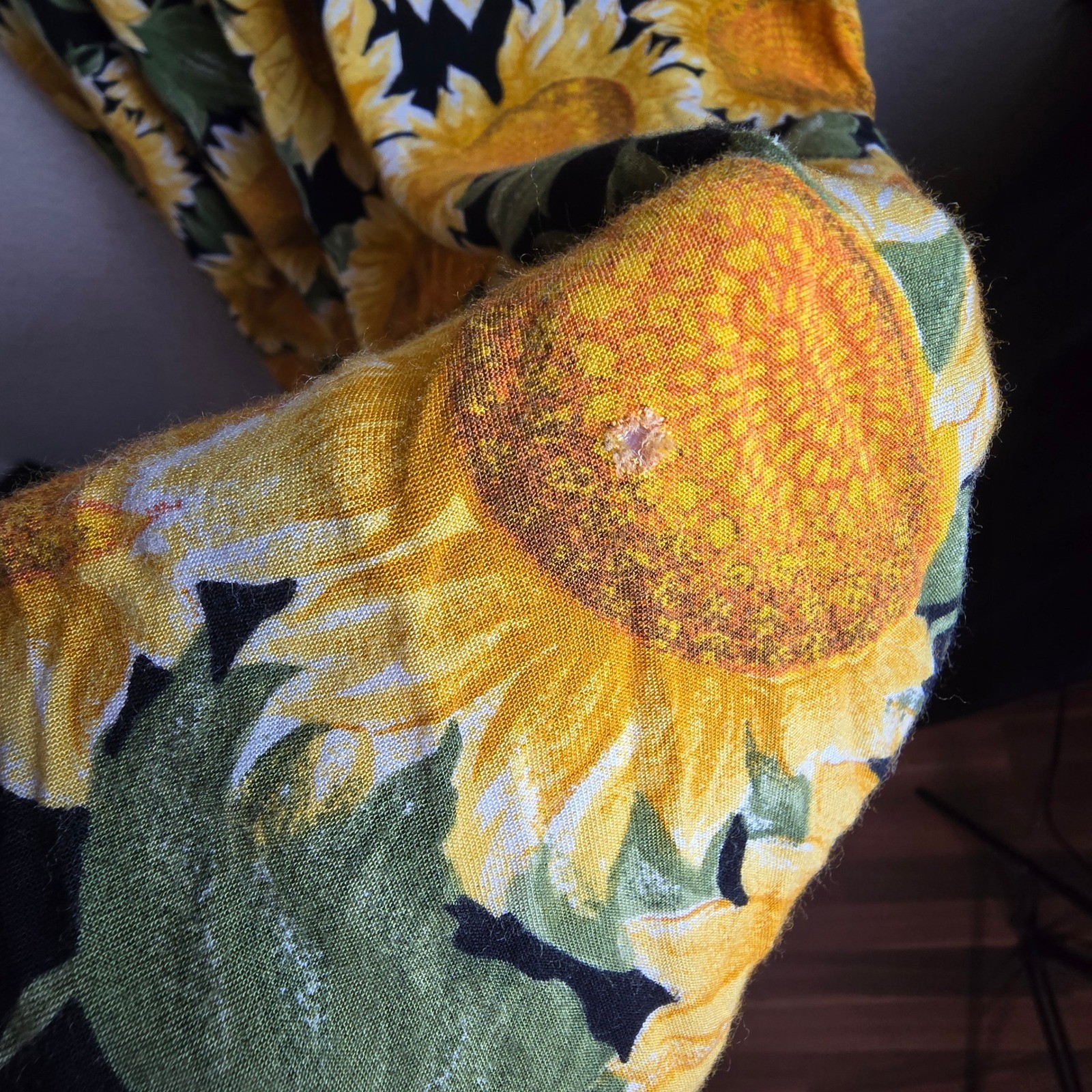 Vintage 90s 1010 Design Sunflower Maxi Dress Ribbed Top Grunge Boho Sz Medium