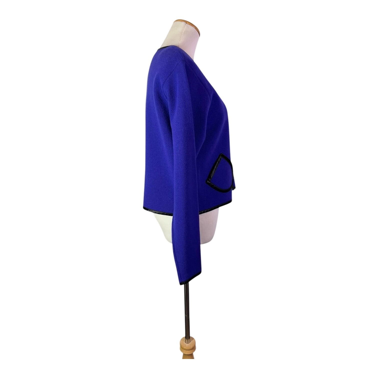 Vintage Doncaster Size M Violet Boiled Wool Jacket Full Zip Satin Trim