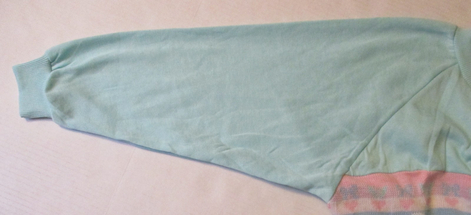 Center Aisle Plus Bunny Rabbit Sweater 44/24W Vintage 1980&rsquo;s Women&rsquo;s Blue Pink