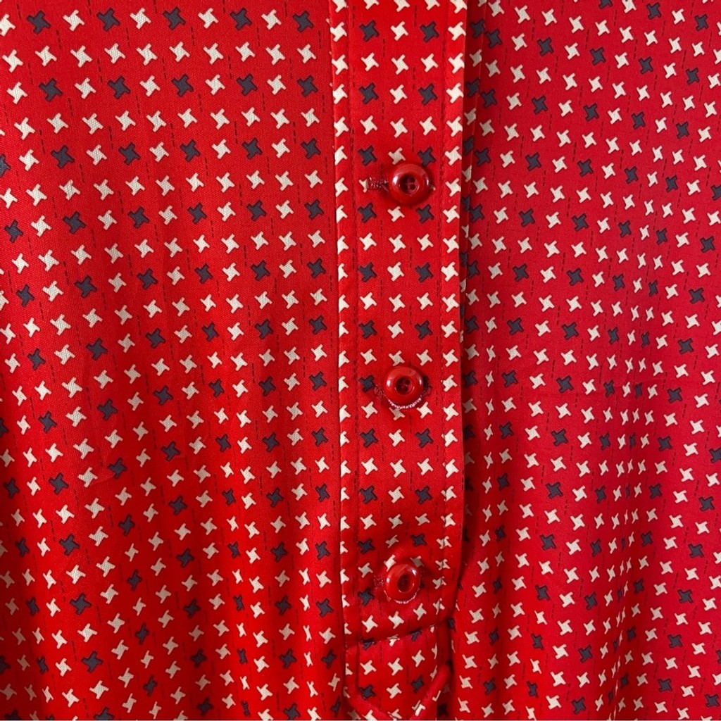 Vintage 60s red collared button up dress midi long sleeve Alfred Werber medium
