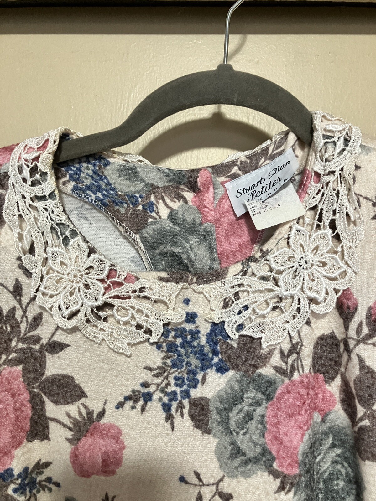 Vintage STUART ALAN Petites Floral Modesty Cottagecore Belted Midi Dress sz 14P