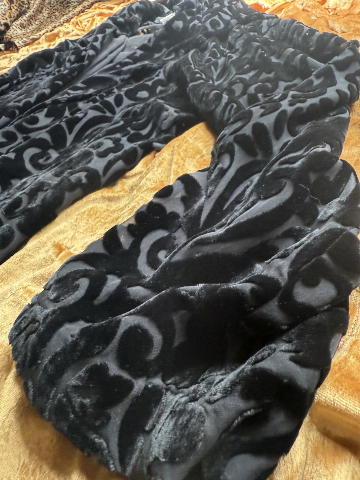 🔥 Vintage Velvet Burnout Jacket M Sheer Devore Duster Boho Festival Glam Goth