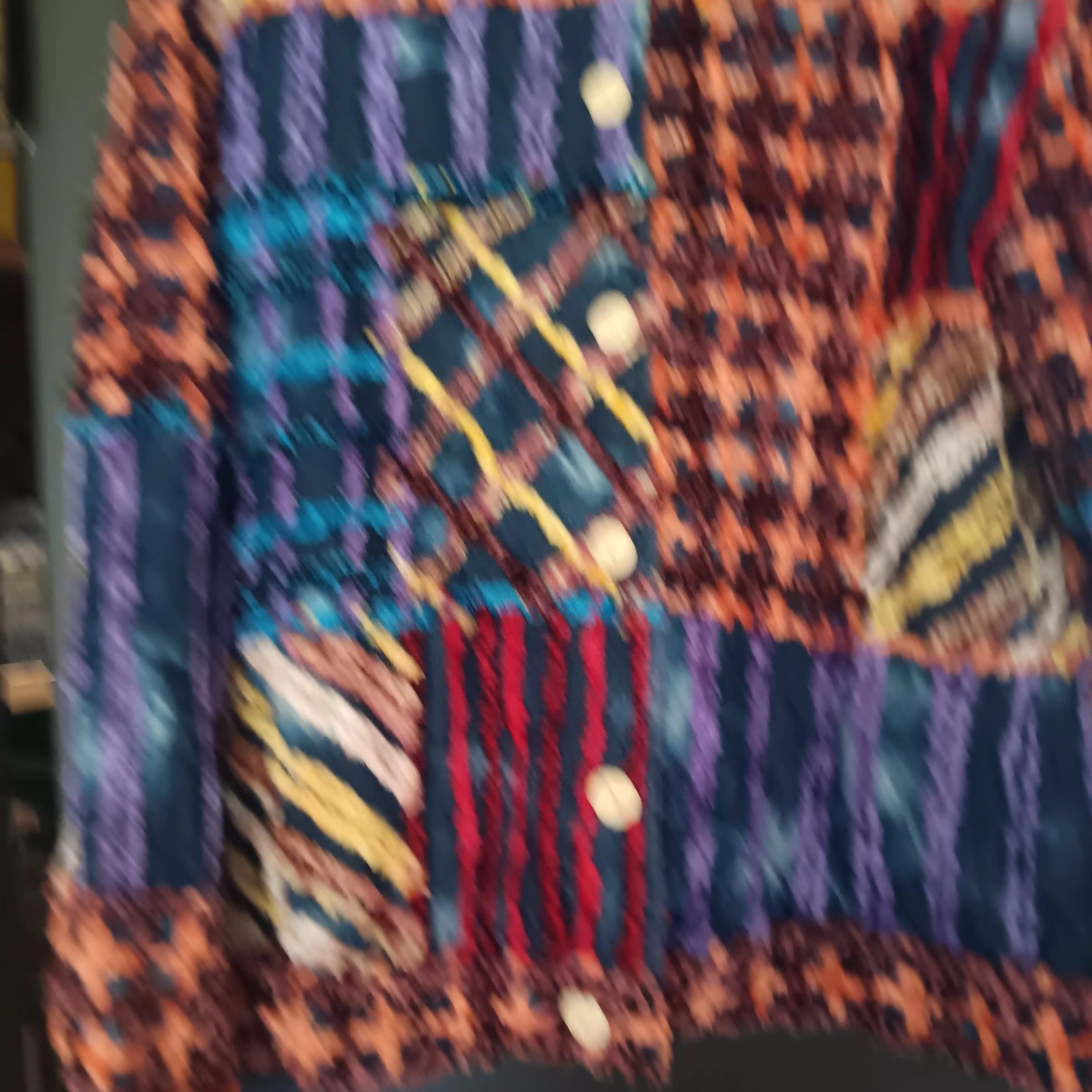 Vintage Chenille Patchwork Boho Jacket Women’s SZ S Art To Wear Sandy Starkman