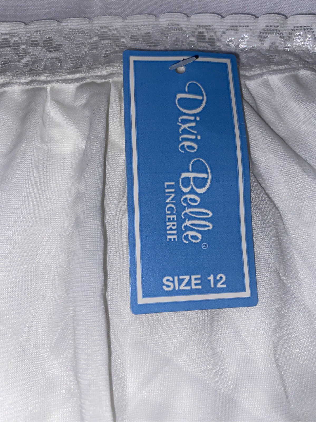 NWT Vintage Dixie Belle Size 12 100% Nylon Granny Panties White Lace Detail