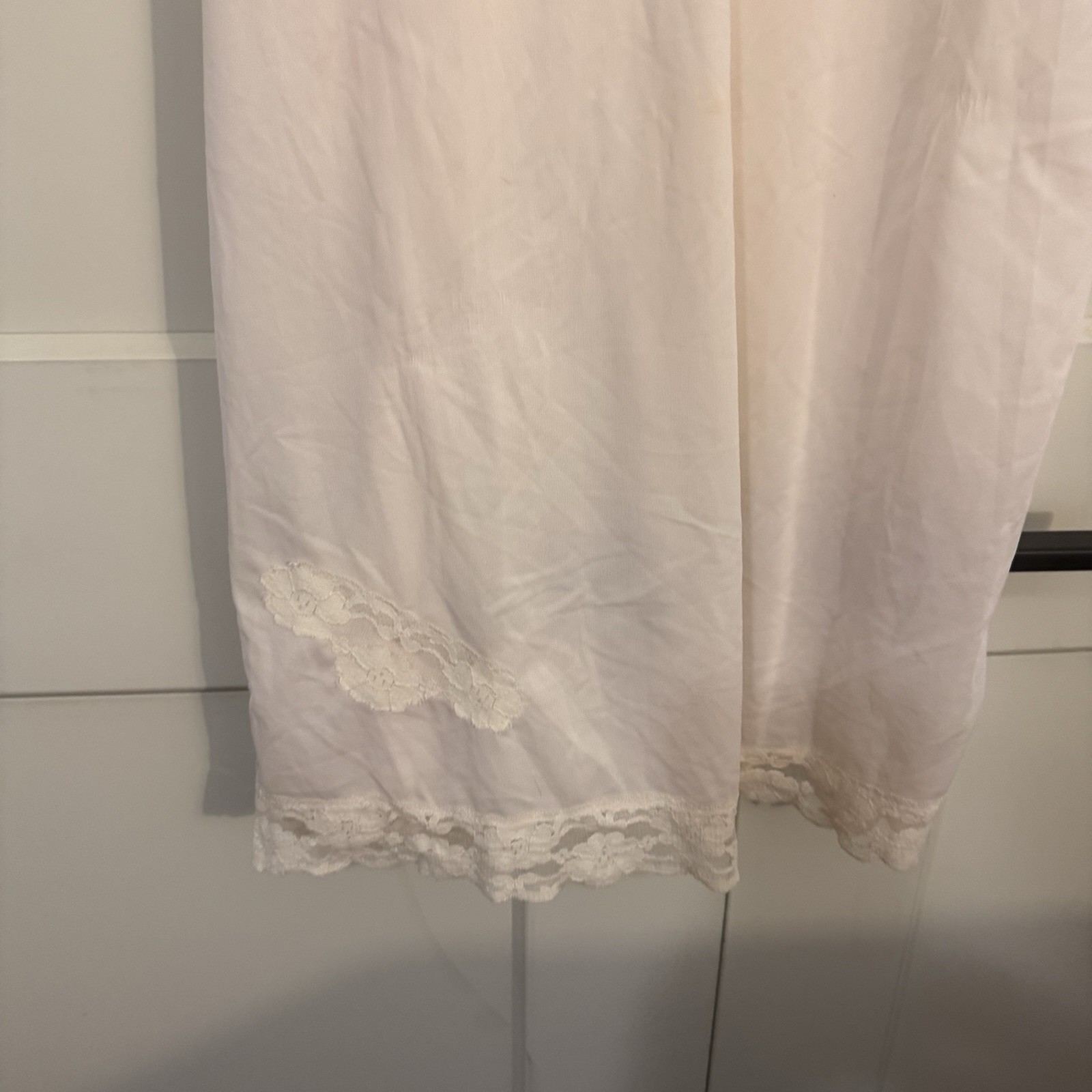 Vintage Dixie Belle Slip Lace Trim Pink Cream Size 38 USA Romantic