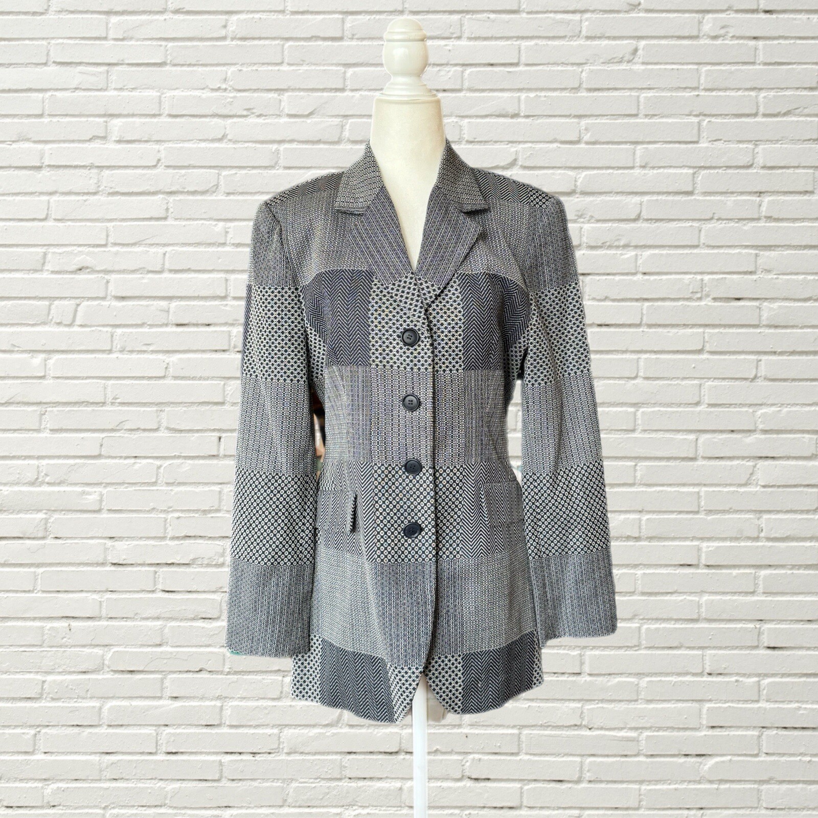 Vintage 90s Jungle By Kenzo Paris Wool Patchwork Print Blazer Size 40/xs