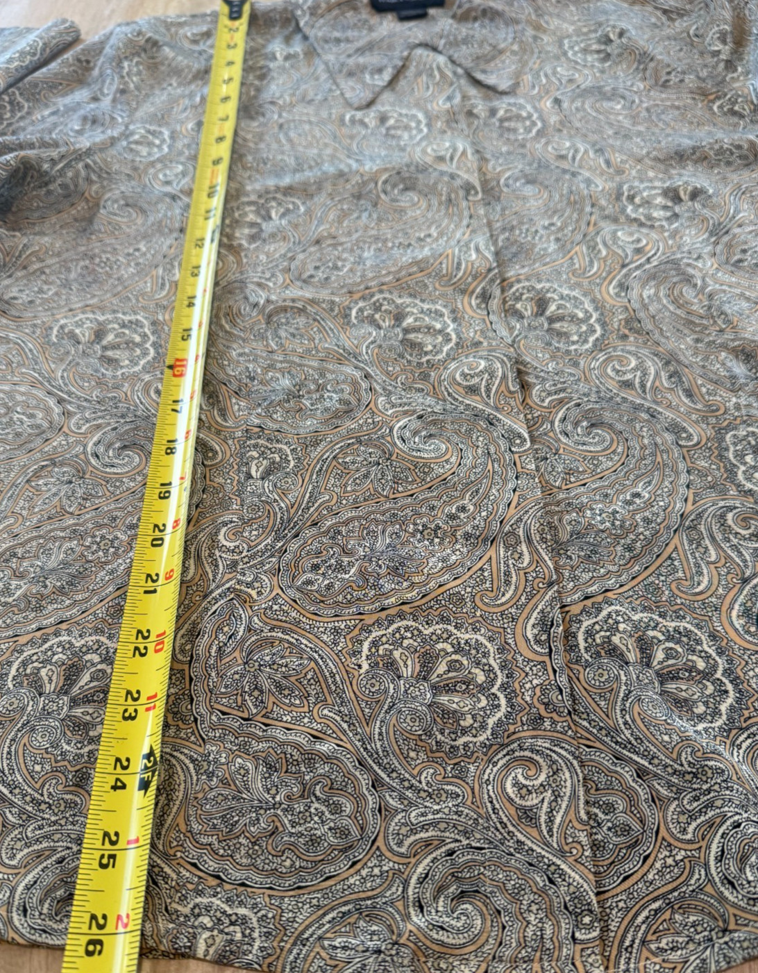 Vintage Paisley Silk Button-Down Blouse Women SZ 12 Long Sleeve French Cuff Boho
