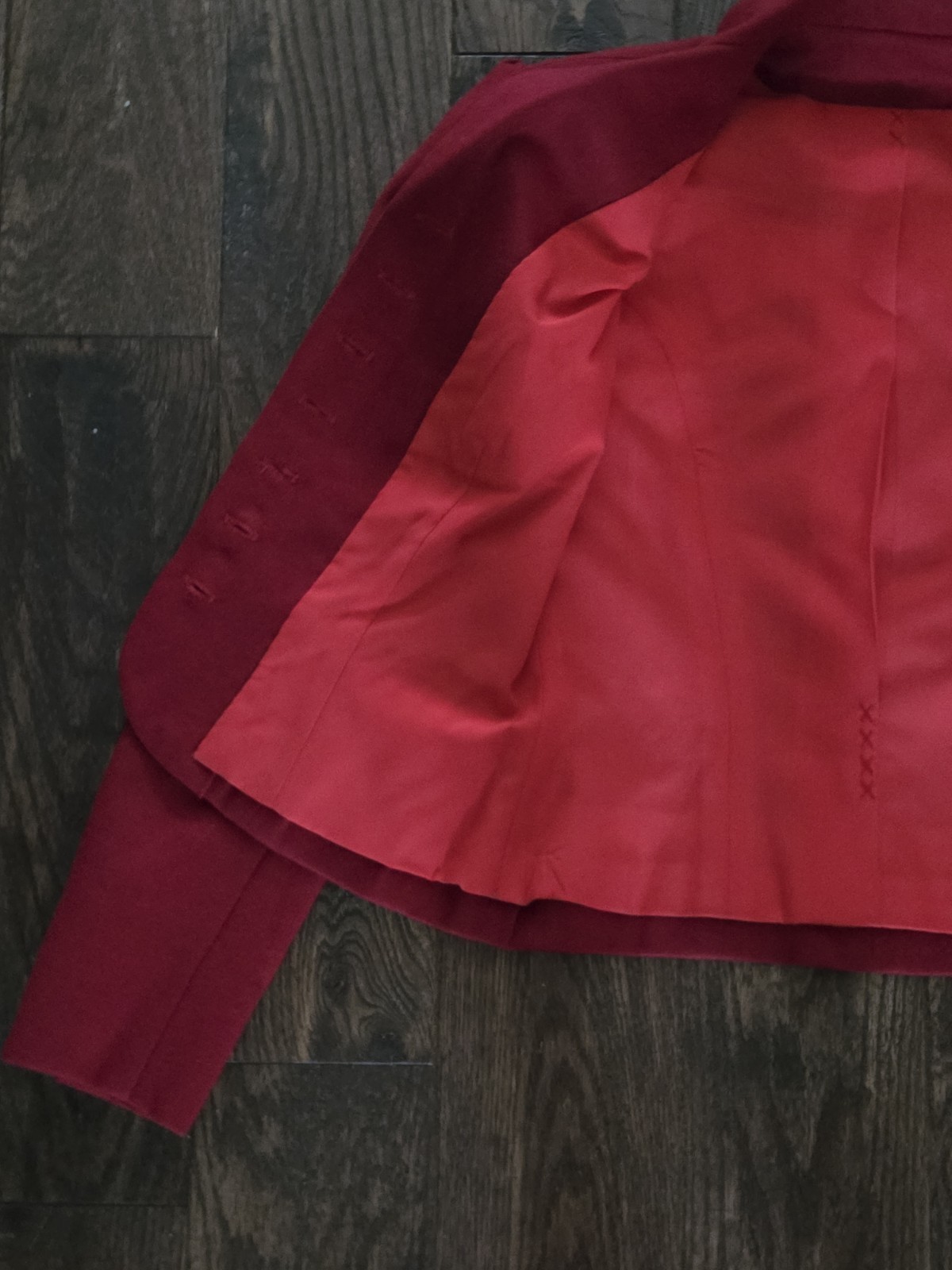 Vintage 1940s 1950s Red Wool Cropped Blazer Jacket Fitted Nipped Pinup No Label