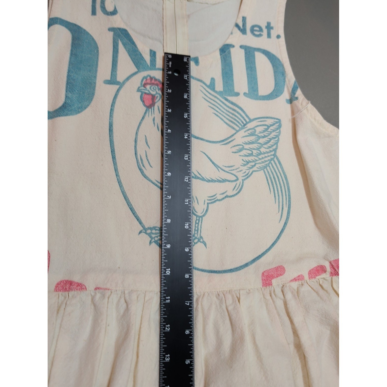 Vintage Handmade Oneida Scratch Feed Sack Dress Osen Milling Chicken Print USA