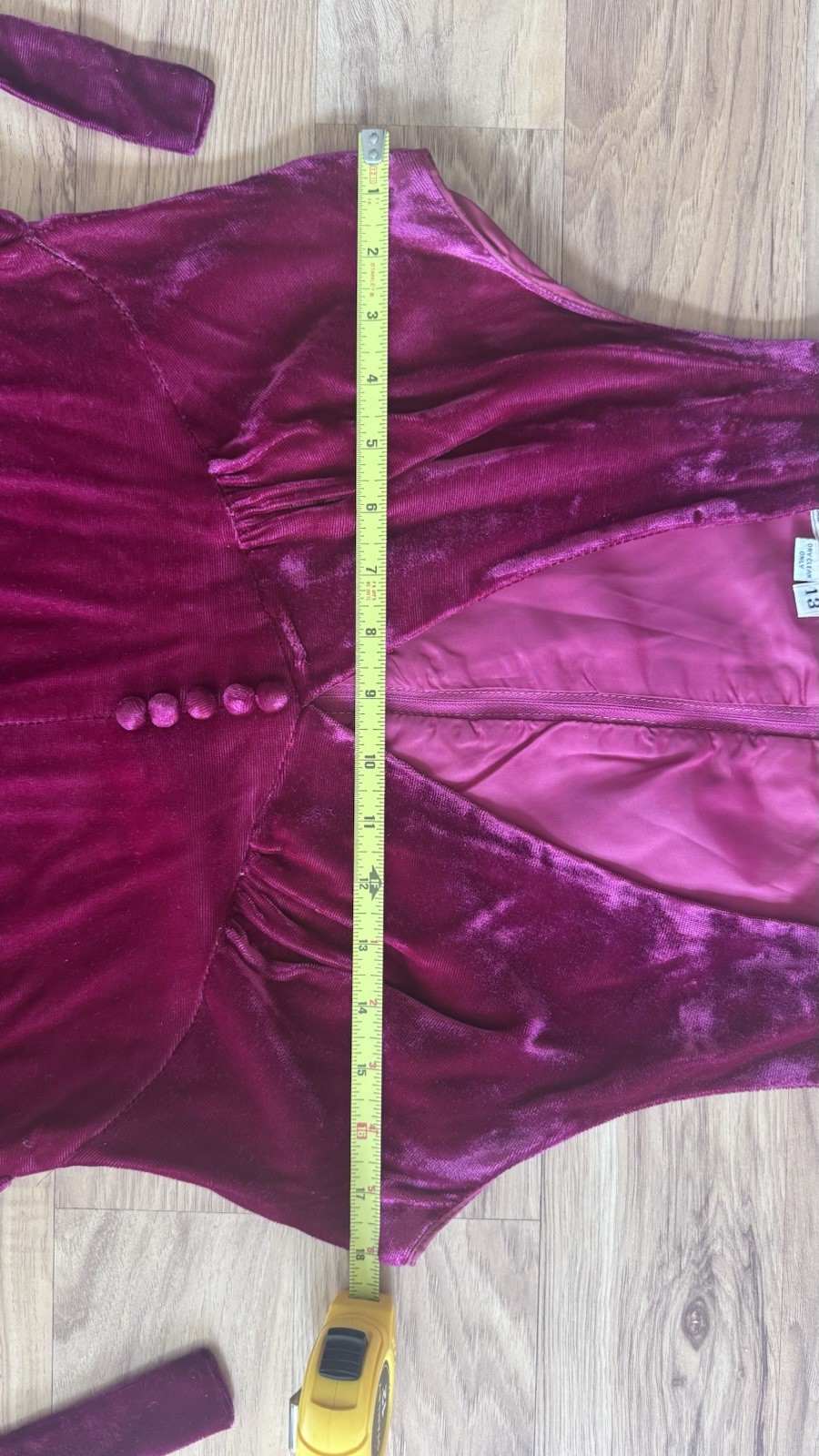Vtg 1970s Young Innocent Raspberry Velvet Minidress Size 13
