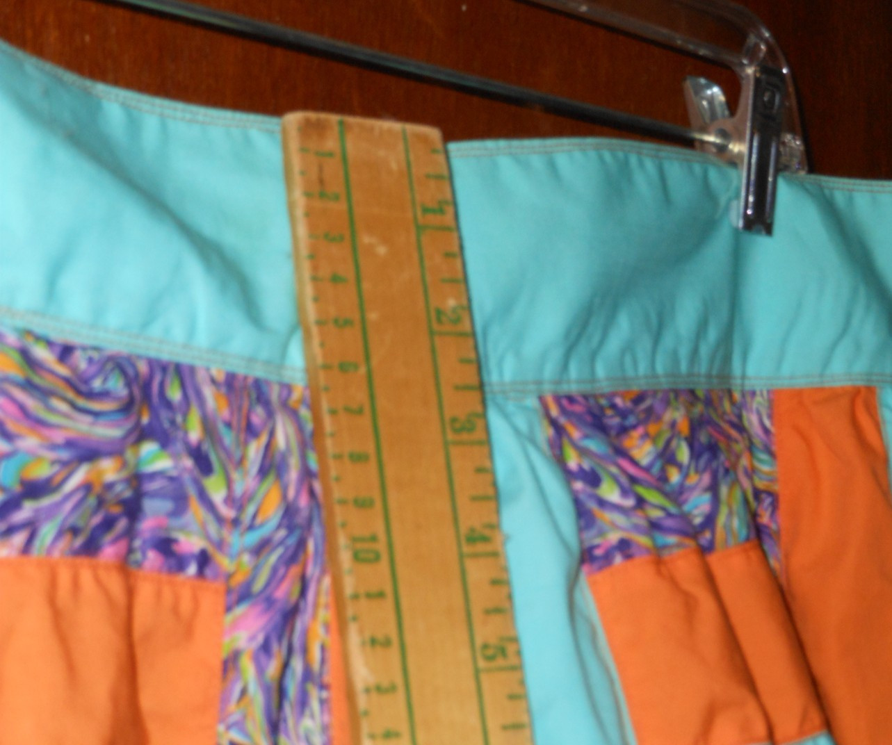 Homemade Wife 70’s Patchwork Orange/Teal/Purple Hostess Maxi Wrap 42&Prime;L x 34&Prime;W