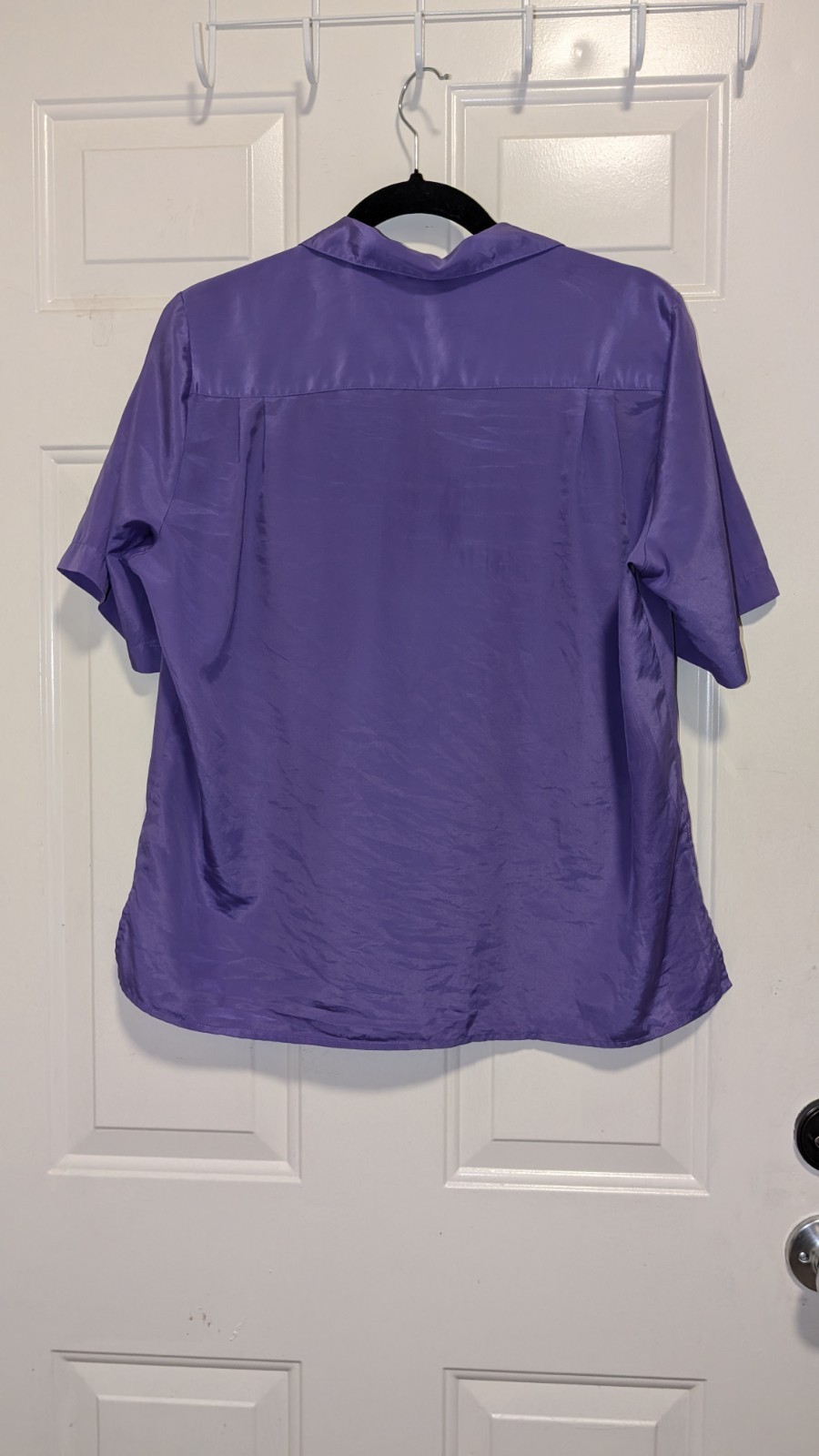 Vintage Summerfield Purple Camp Shirt Size 12 Hidden Button Pleated Blouse 80-90