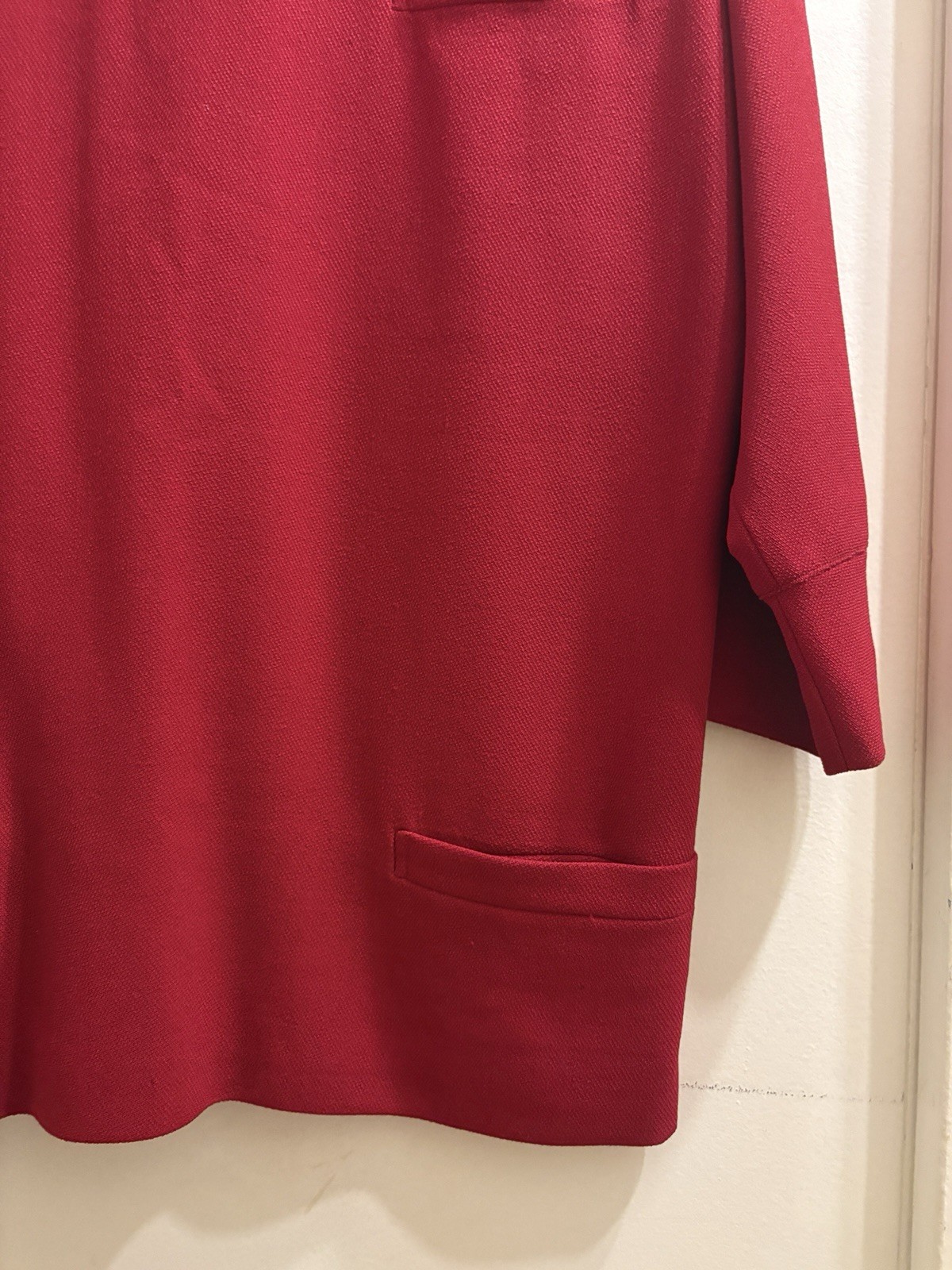 Gianni Versace 1980s Vintage Red Wool Funnel Neck Tunic Dress Made In Italy