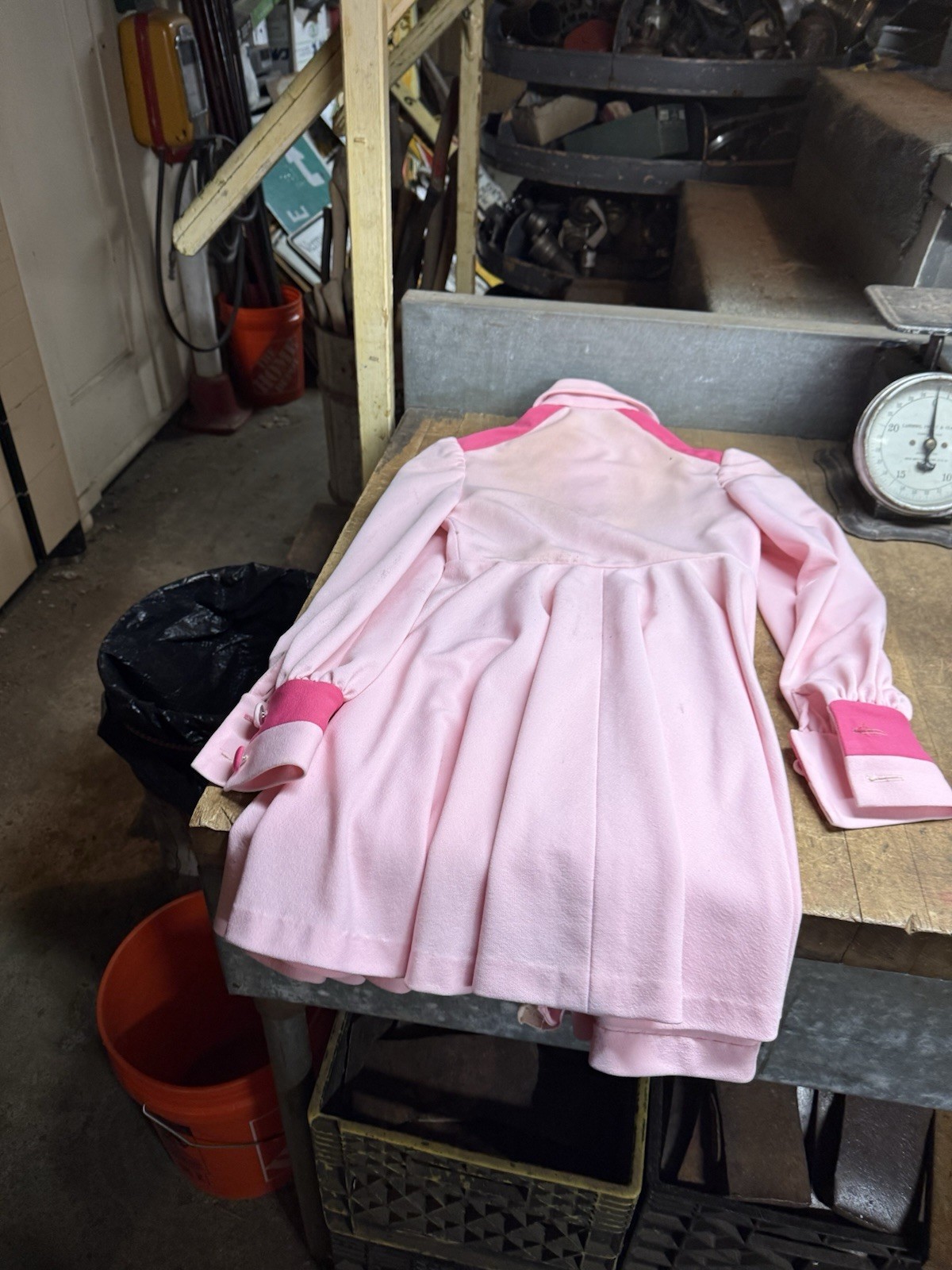 Vintage Early 1900s Retro Pink Button Up Dress Womens Workwear Clothing USA