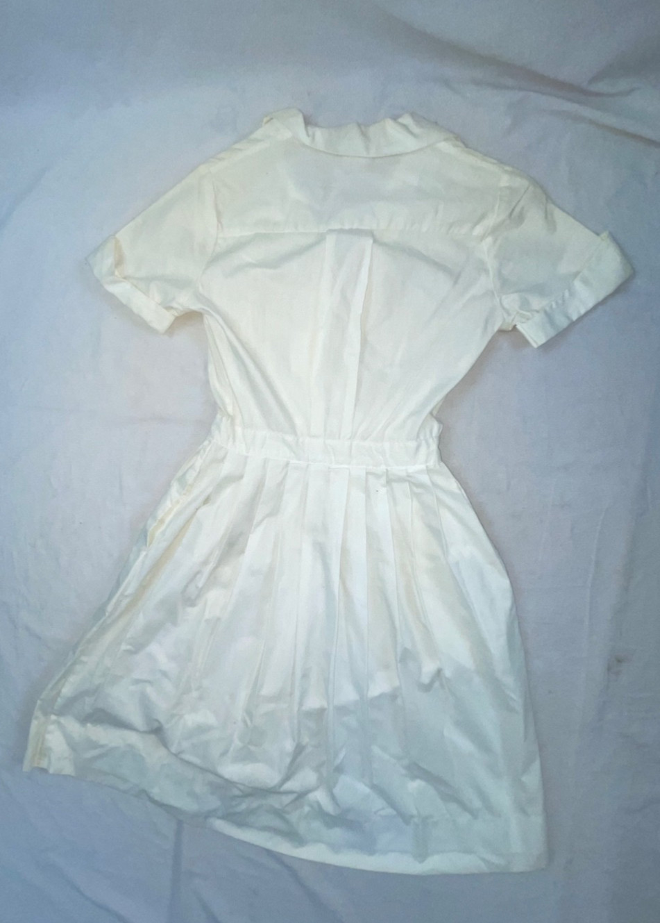 VTG 60S WOMENS WHITE BUTTON FRONT NURSES HOSPITAL ORDERLY WAITRESS UNIFORM DRESS