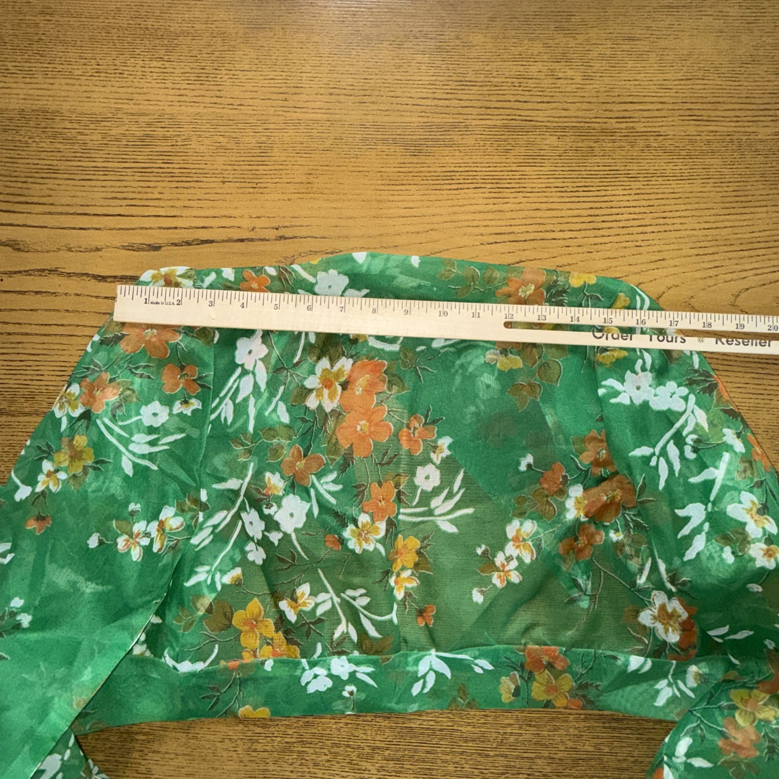 Vintage 1970s Emerald Green Hostess Maxi Gown Floral Sheer Bolero Jacket EUC
