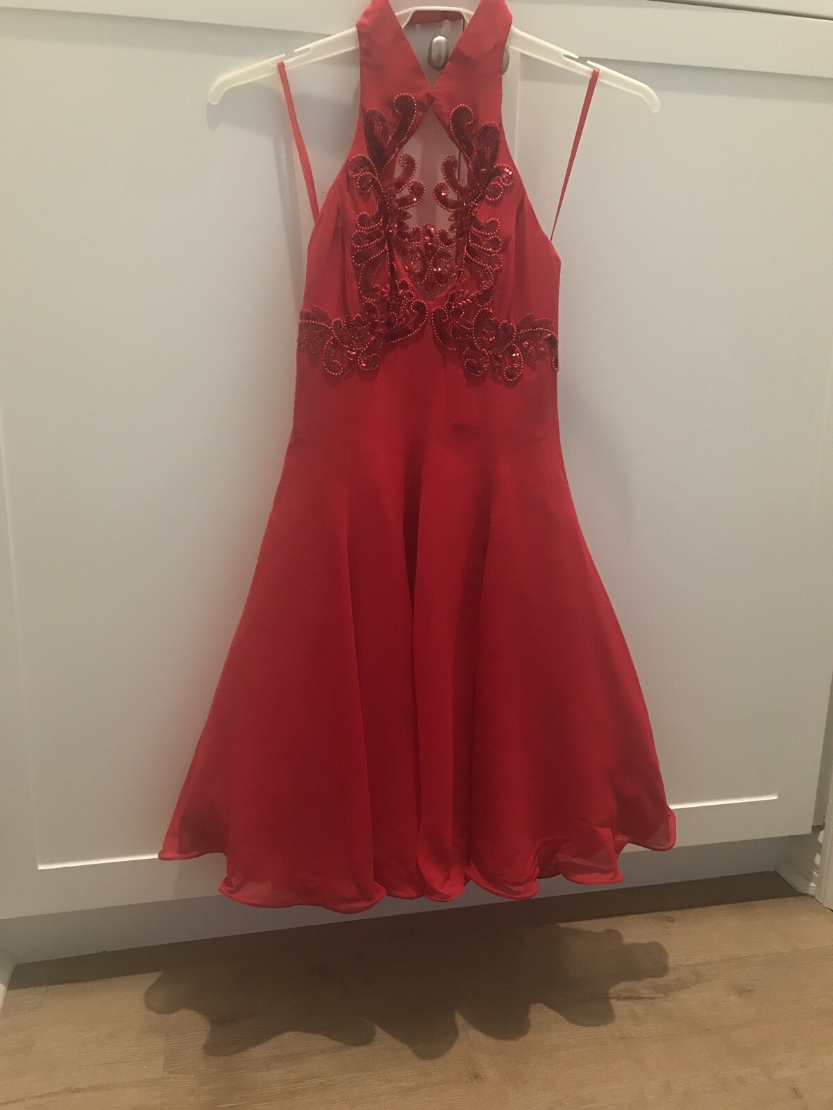 Vintage RED, Silk, Della Roufogali,Beaded ,Cocktail Or Prom Dress