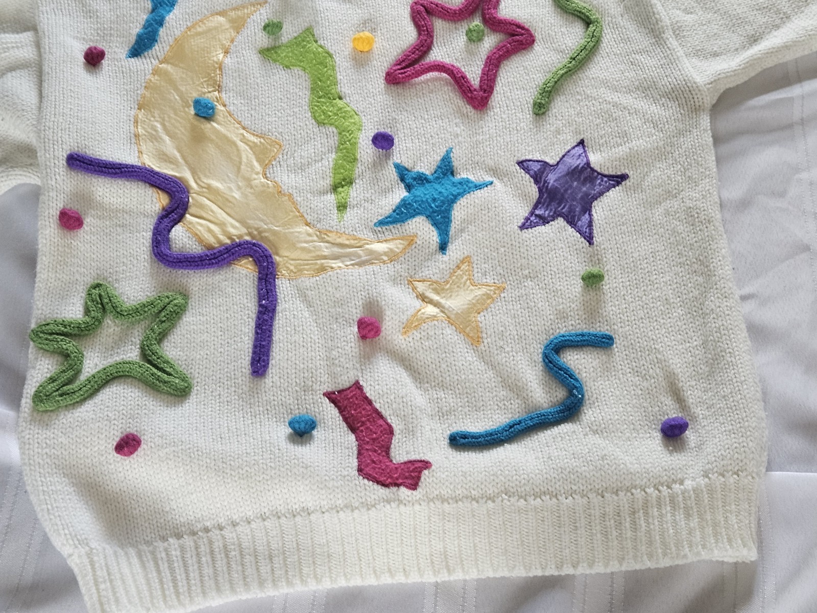 Vintage 1980s / 90s Women M Sweater 3D Gitano Moon and Stars See Description