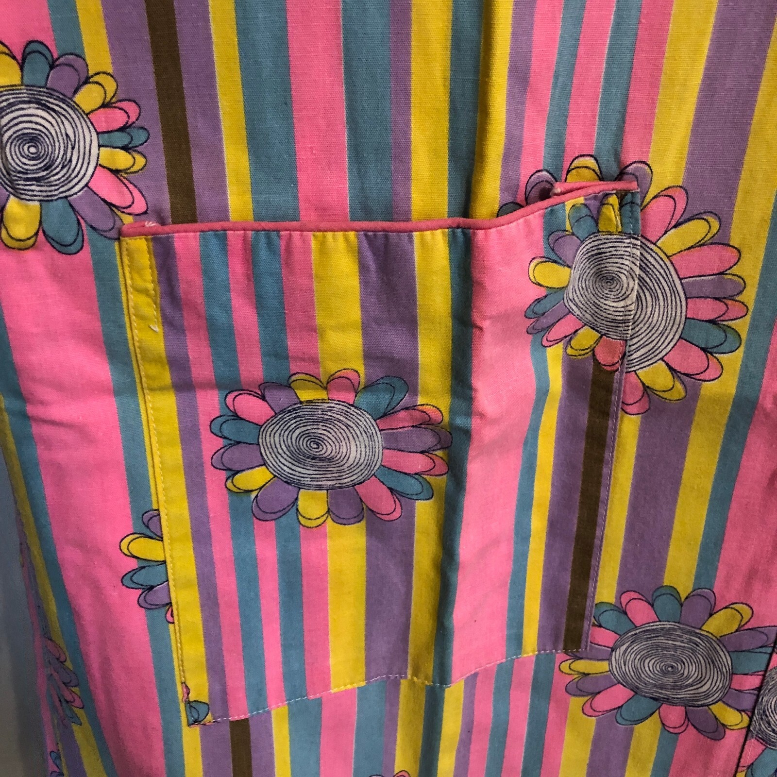 vtg 60s Psychedelic flower power Hippie Caftan Dress house coat Sz M