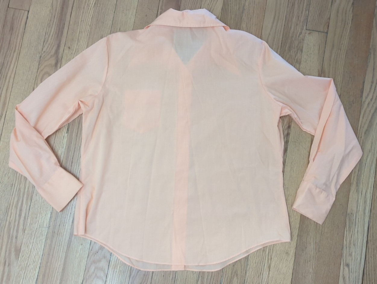 Kmart Vtg Cotton Poly Blend 1970s Button-up Shirt Orange/pink/ Cream Large
