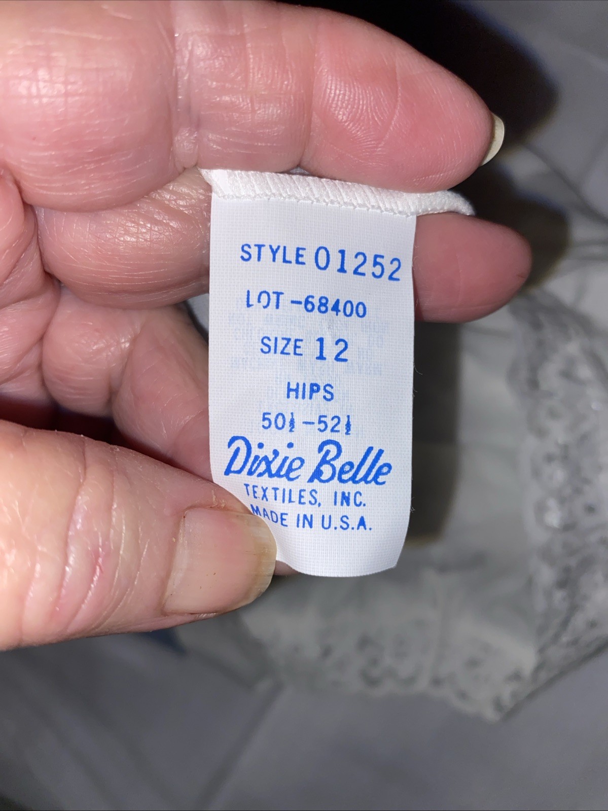 NWT Vintage Dixie Belle Size 12 100% Nylon Granny Panties White Lace Detail